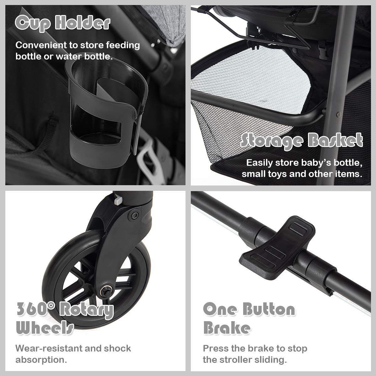 Baby Stroller, High Landscape Convertible Infant Bassinet Stroller, Adjustable Canopy & Backrest, Storage Basket, Cup Holder, Foldable Newborn Carriage Pram Stroller Pink)