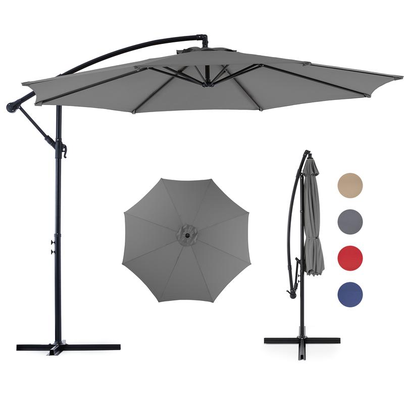 9.8ft Offset Patio Cantilever Parasol Outdoor Sunshade with Easily Adjustable Tilt, 8 Ribs, UV Protection for Backyard, Lawn and Pool