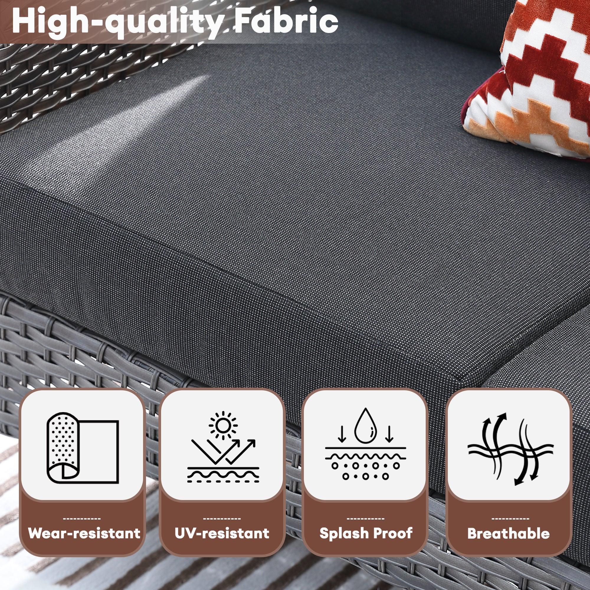 Ovios Patio Furniture Set New August 4 Piece High Back All Weather PE Wicker