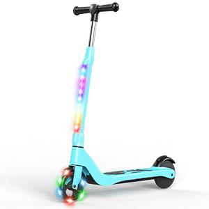 SISIGAD Electric Scooter for Kids Ages 6-12, LED Light-Up Deck, Kids Scooters with 3 Adjustment Levels Handlebar to 36 Inches High,5.3