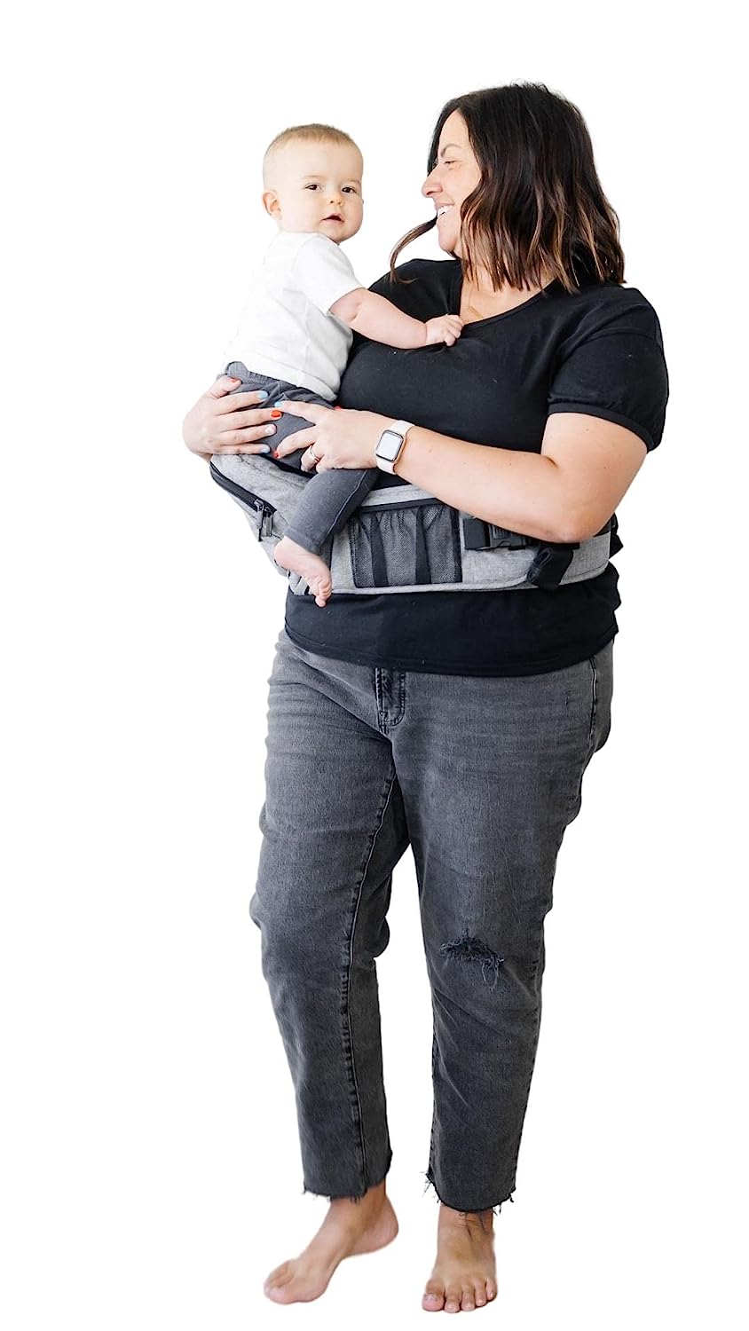 Safety-Certified Hip Seat Baby Carrier - Moms Choice Award Winner,  Ergonomic Carrier & Extenders for Newborns & Toddlers (Carrier, Grey)