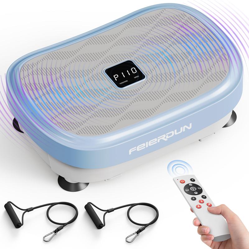 FEIERDUN Vibration Plate Exercise Machine,Lymphatic Drainage Machine, Power Plate Vibration Platform w/ Loop Bands for Wellness and Fitness