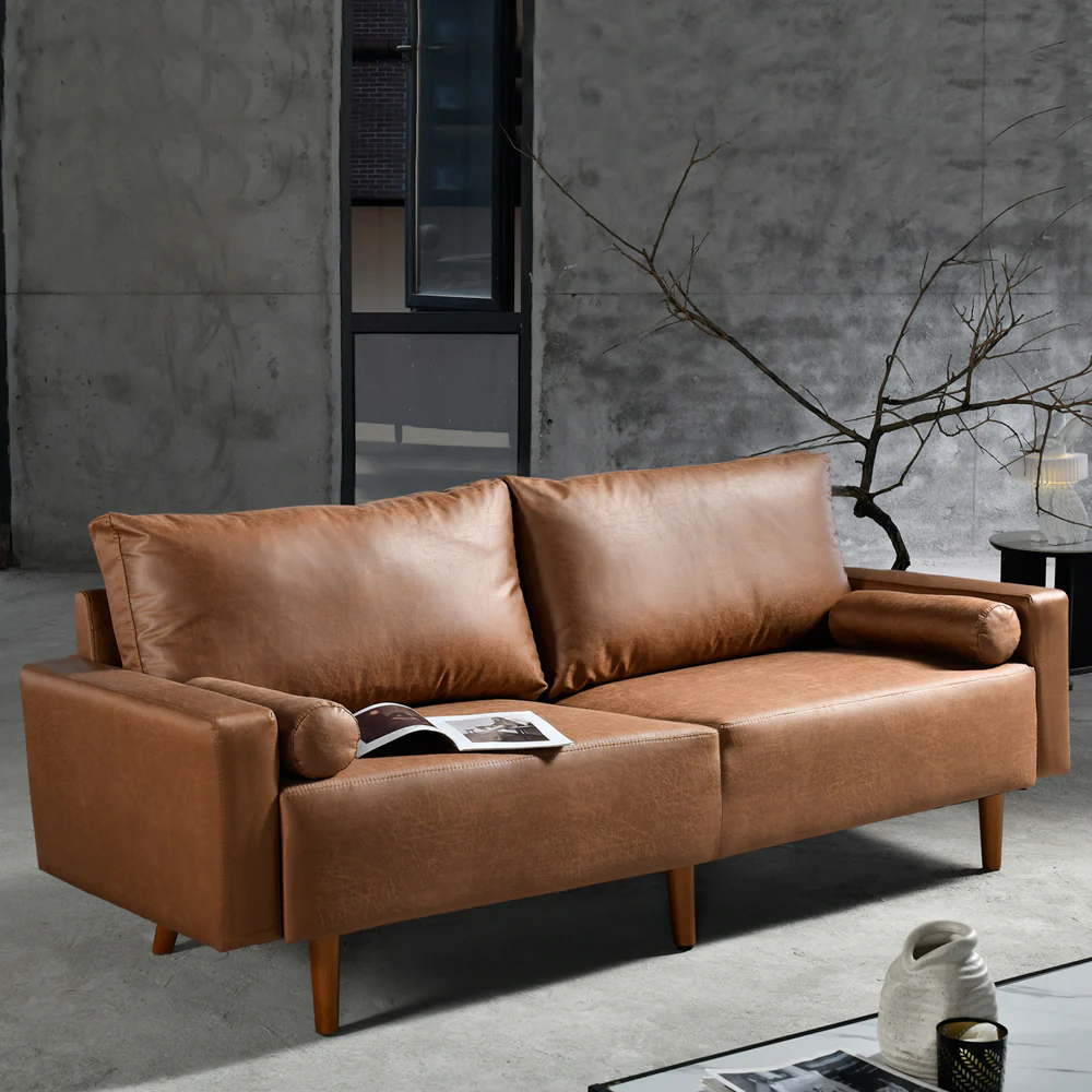 Ovios  78.74'' Luxe Loveseat Sofa with Suede or Corduroy, and 2 Comfy Pillows