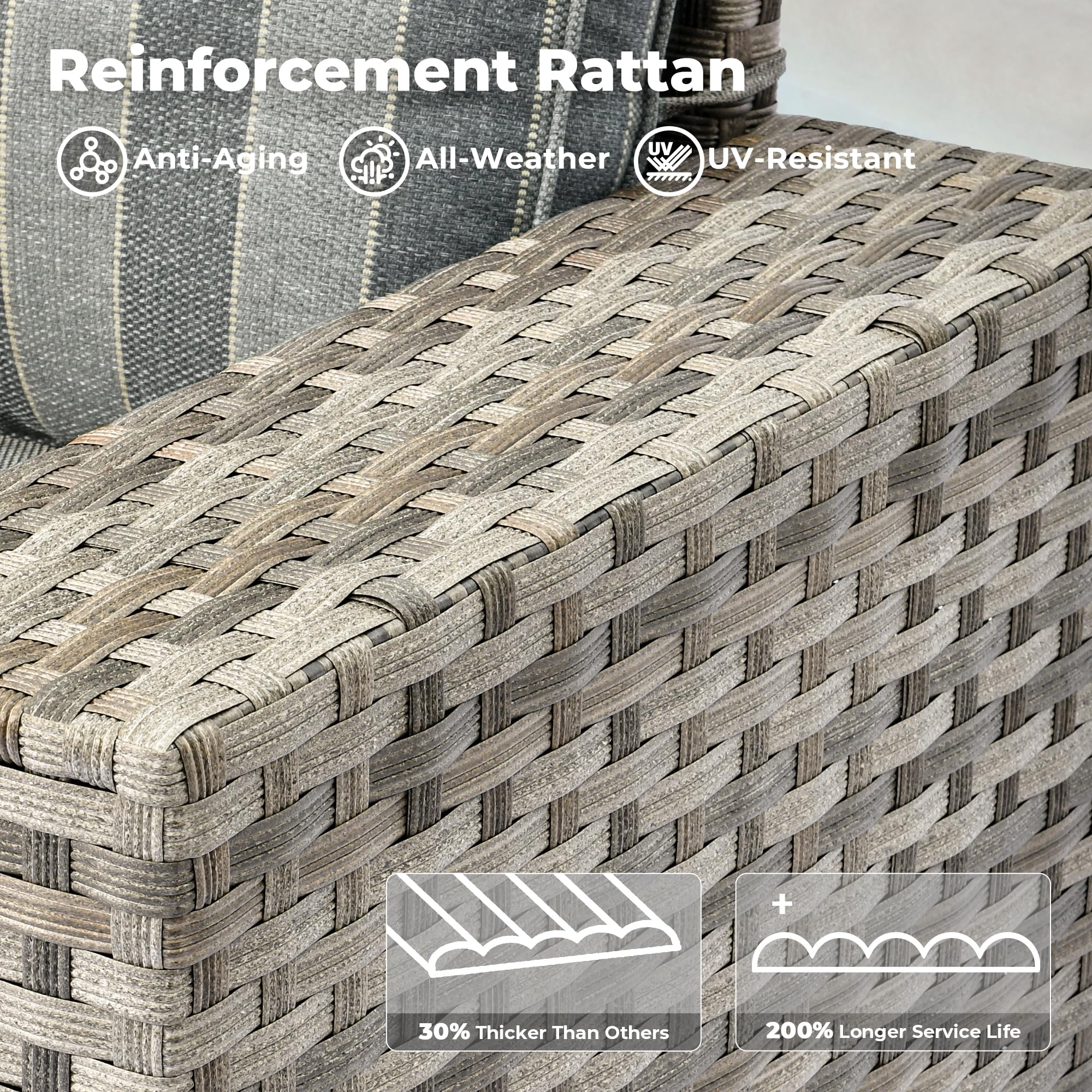 Ovios 8 Pieces Patio Furniture Set, Outdoor Sectional Sofa with Swivel Rocking Chair