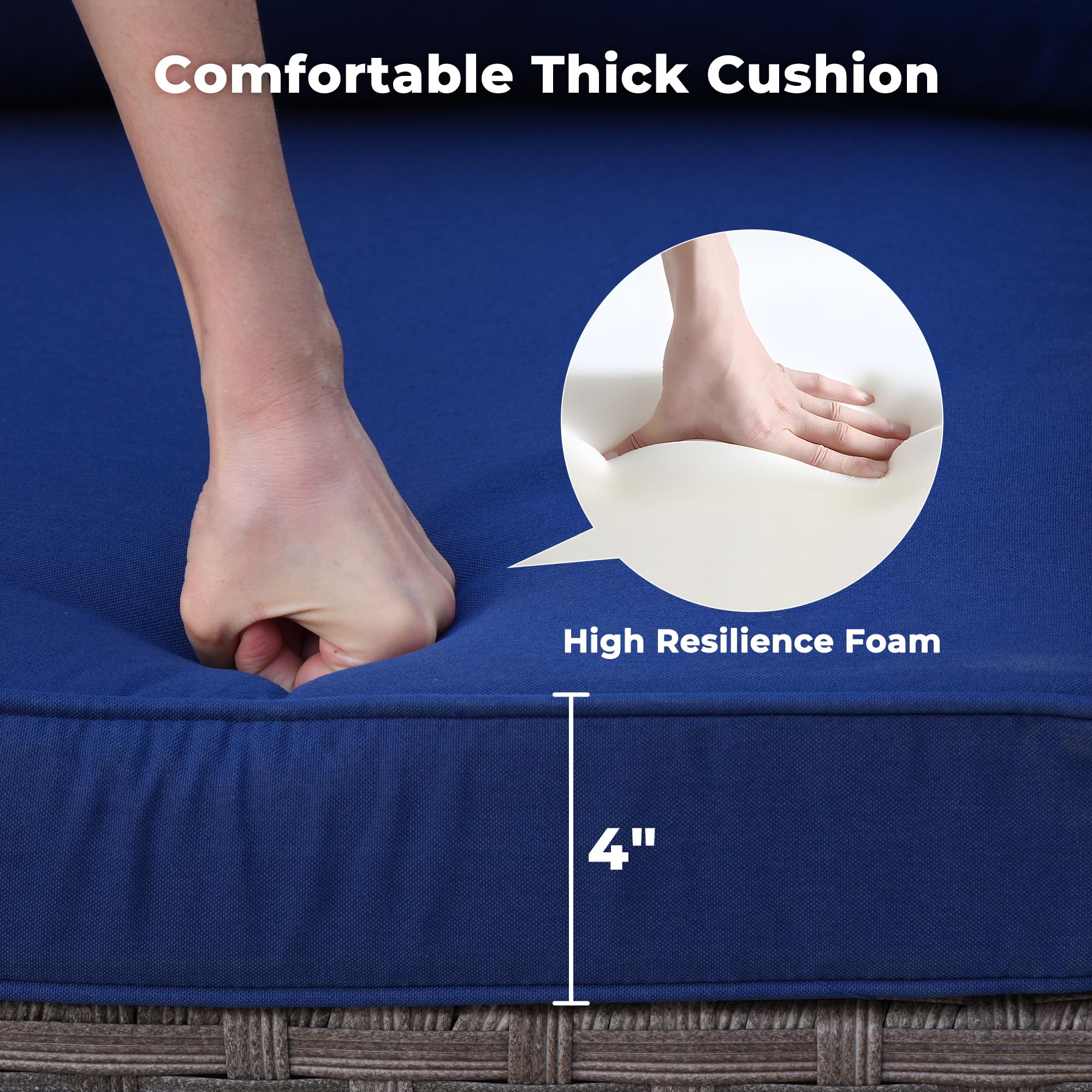 Ovios 8 Pieces Patio Furniture Set, Outdoor Sectional Sofa with Swivel Rocking Chair