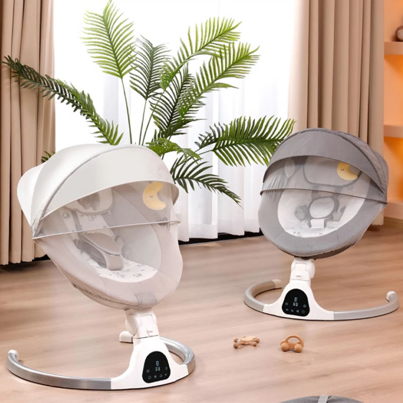 Baby Electric Bassinet, Baby Rocker, 5 Speed &10 Lullabies, Baby Bouncer,Adapter & BatteryPowered, For Indoor & Outdoor Use, RemoteControl,Grey