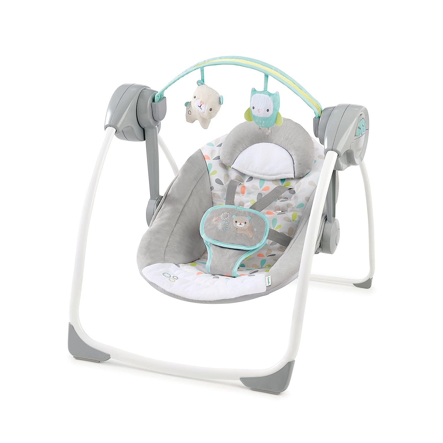 Ingenuity Soothe 'n Delight Compact Portable 6-Speed Plush Baby Swing with Music, Folds Easy, 0-9 Months 6-20 lbs (Cozy Kingdom)