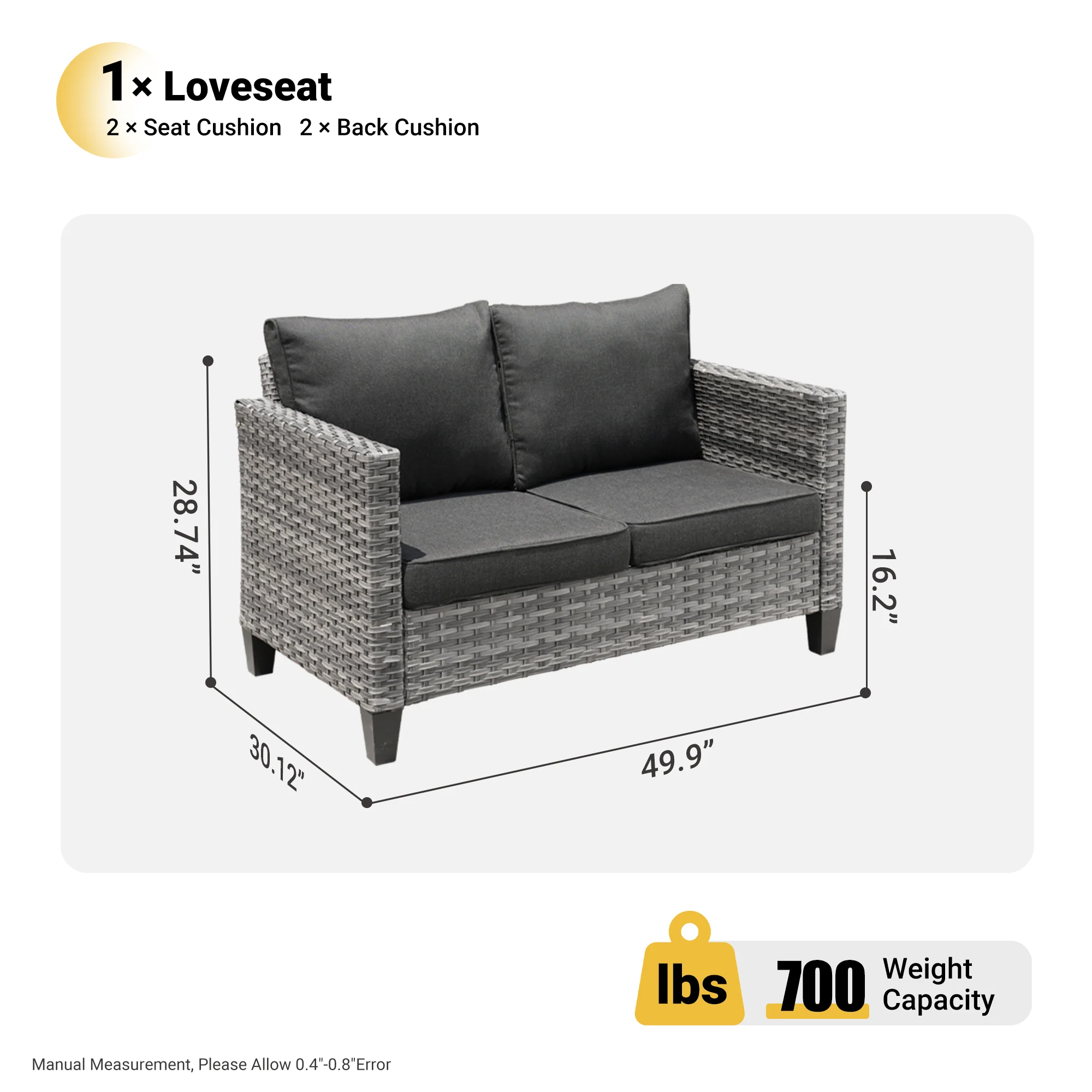 Ovios Outdoor Loveseat New Vultros High BackShape Armrest