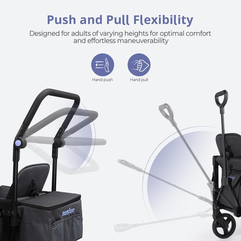 Baby Stroller Wagon, All-Terrain 2 Seaters BabyWagon with Canopy, Parent Organizer, AdjustableHandle & Pull Bar for Infants and Toddlers