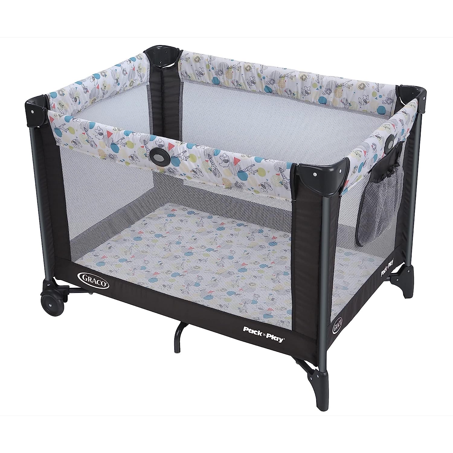 Pack and Play Portable Playard, Push Button Compact Fold, Carnival