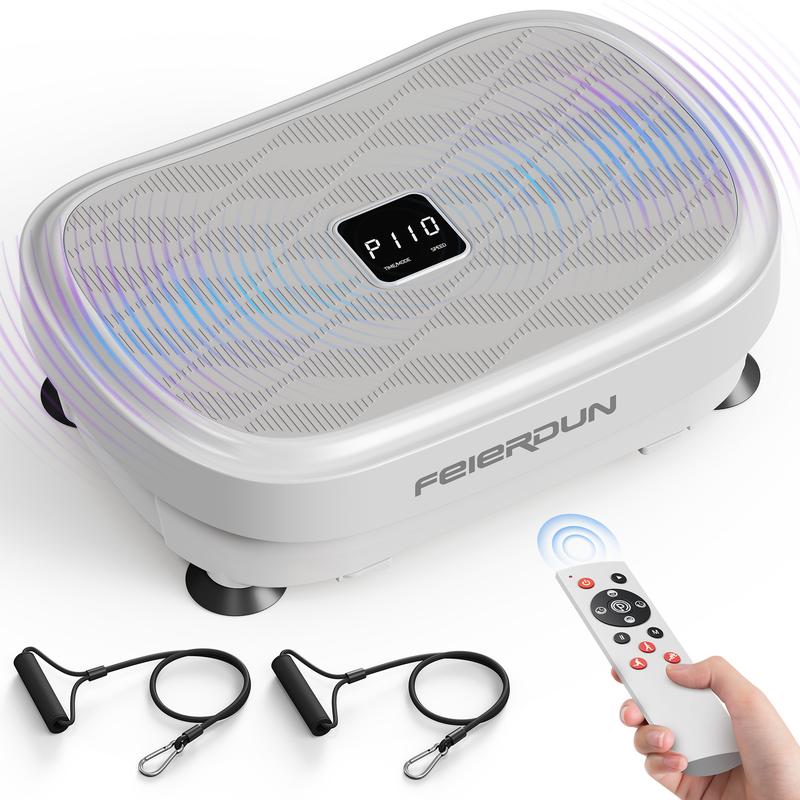 FEIERDUN Vibration Plate Exercise Machine,Lymphatic Drainage Machine, Power Plate Vibration Platform w/ Loop Bands for Wellness and Fitness