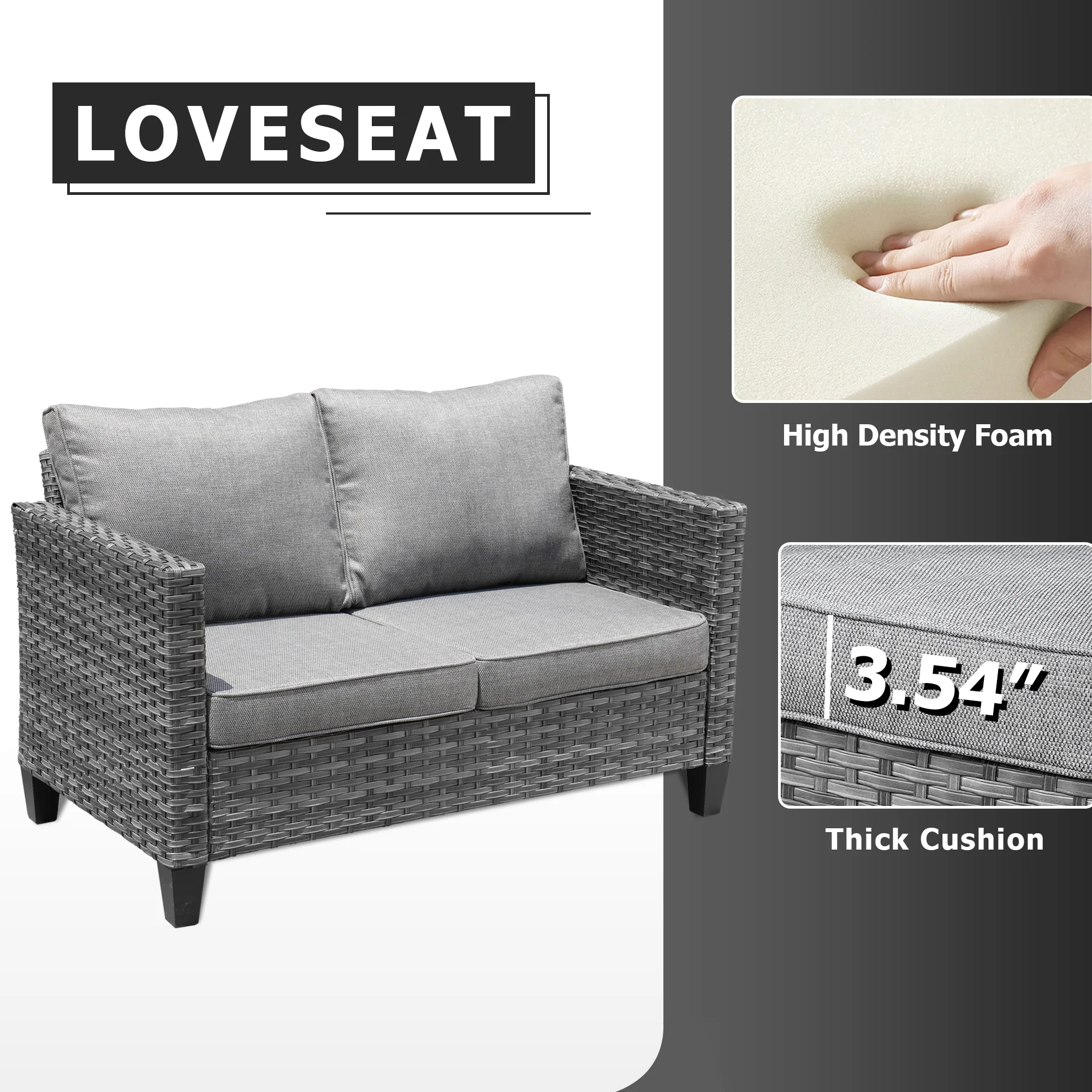 Ovios Outdoor Loveseat New Vultros High BackShape Armrest