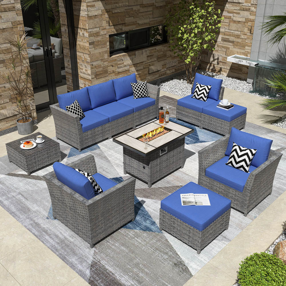 Ovios New Rimaru Series Patio Furniture Set 10-Piece include 42