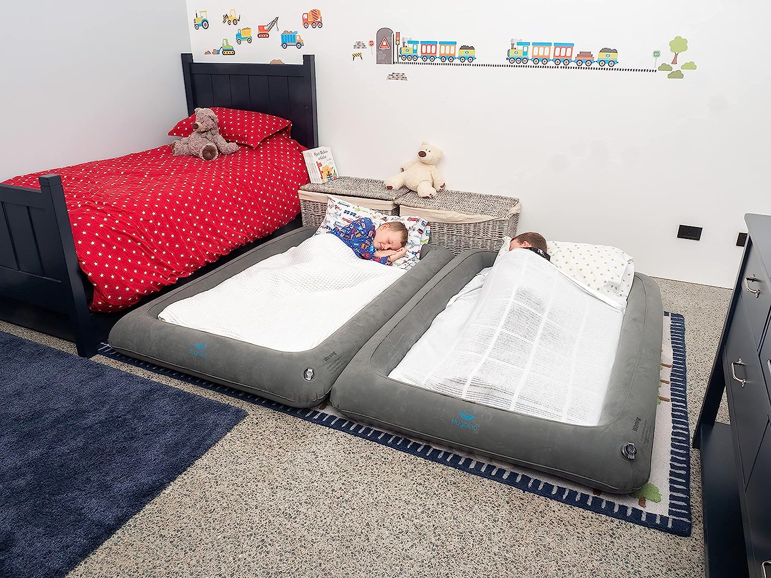 Inflatable Toddler Travel Bed - Kids Air Mattress - Portable Blow Up Bed for Children, Lightweight and Sturdy - Floor Beds and Mattresses for Youth, Durable Traveling Accessories for Toddlers