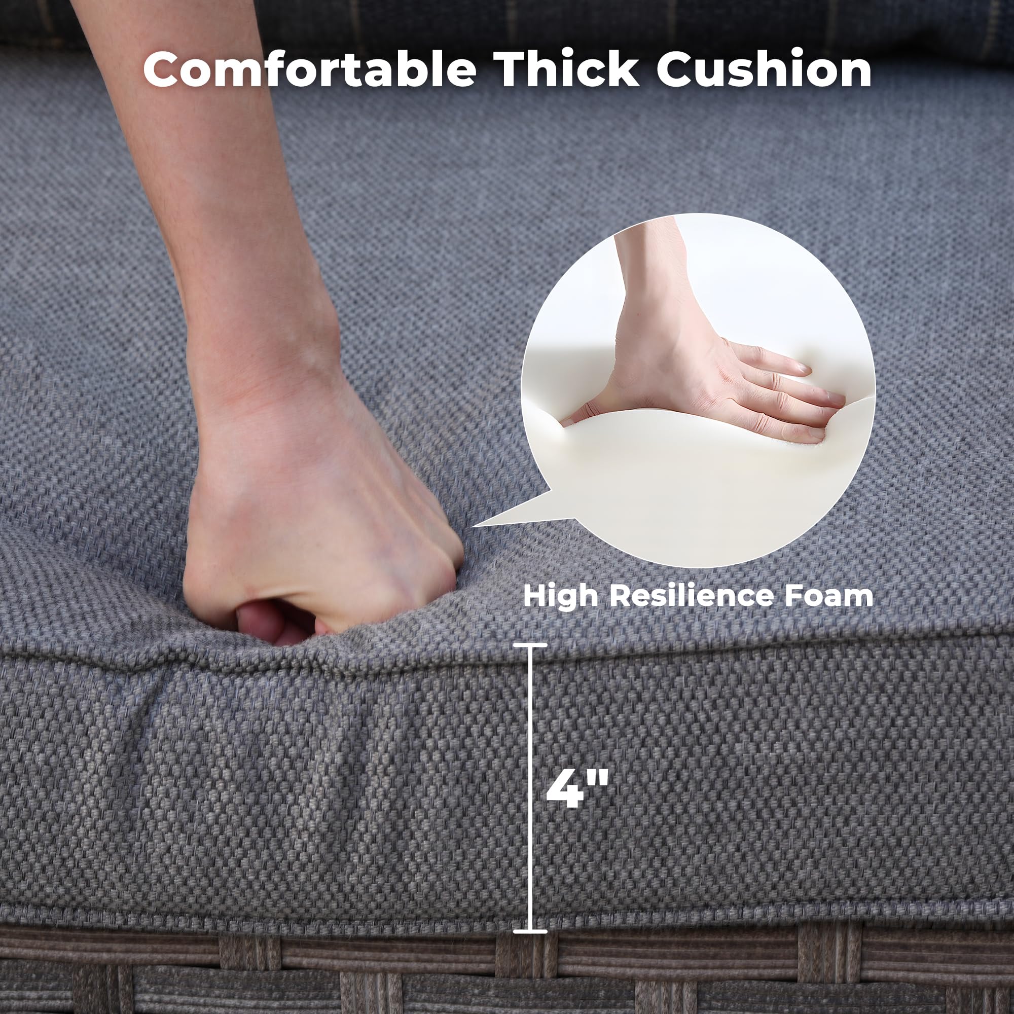 Ovios 8 Pieces Patio Furniture Set, Outdoor Sectional Sofa with Swivel Rocking Chair