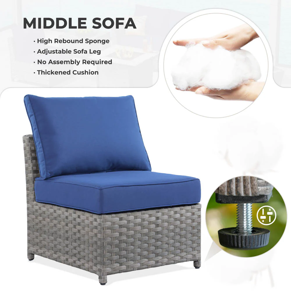 Ovios New Rimaru Series Patio Furniture Set 15-Piece include Swivel Chairs and 42