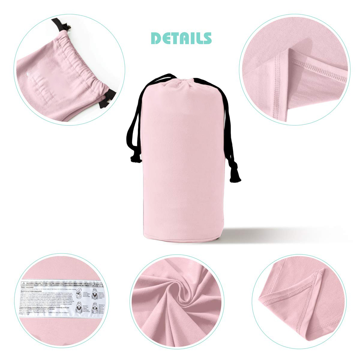 Baby Wrap Carrier,Hands Free Baby Carrier Sling,Lightweight,Breathable,Softness,Perfect for Newborn Infants and Babies Shower Gift,Black