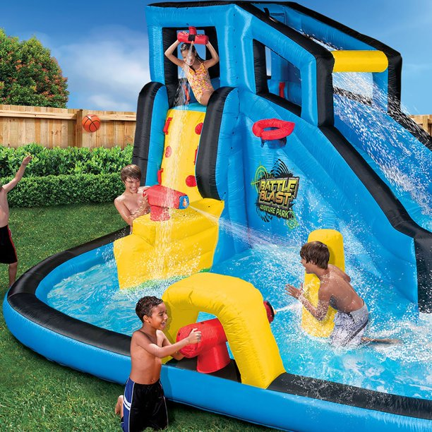 Banzai Battle Blast Inflatable Outdoor Water Park & Slide, Ages 5 & Up, Unisex