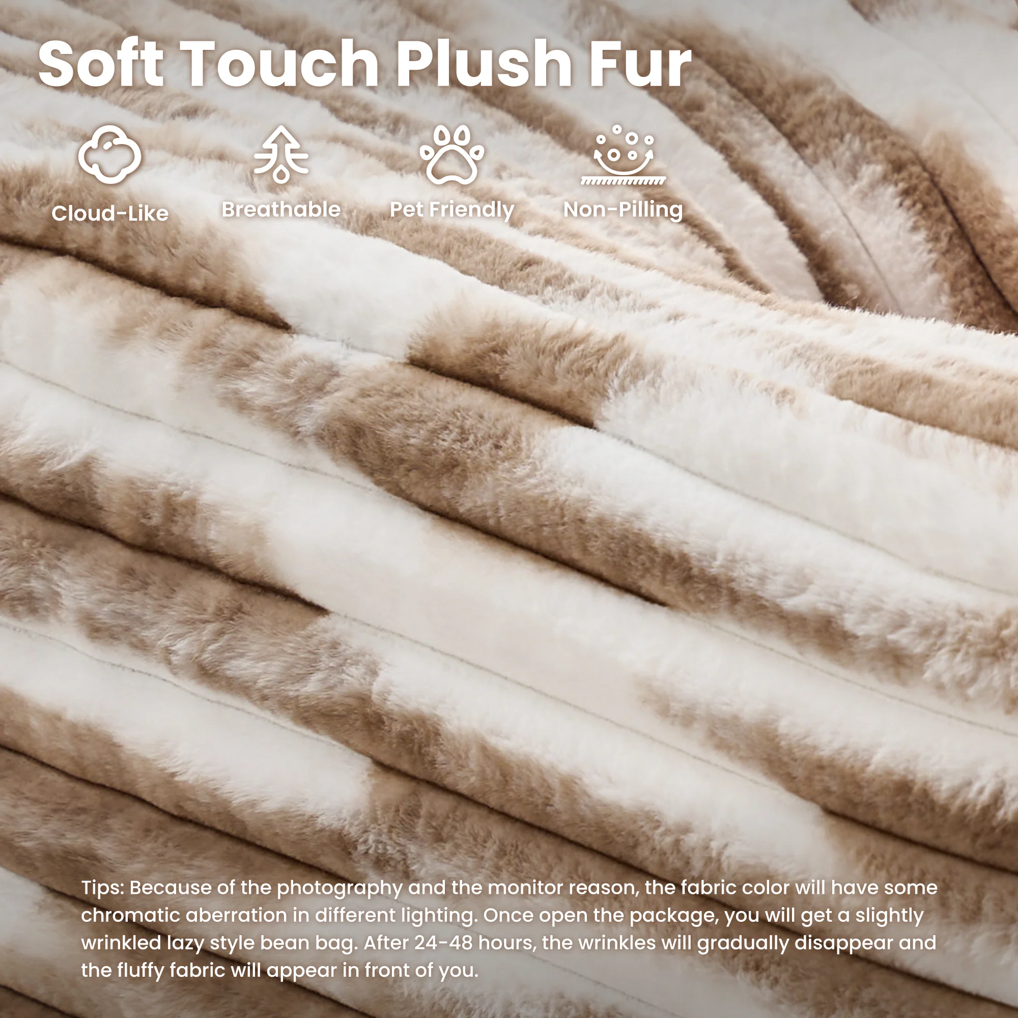 Ovios Boneless Chaise Lounge,Luxurious Faux Fur, No Assembly Required