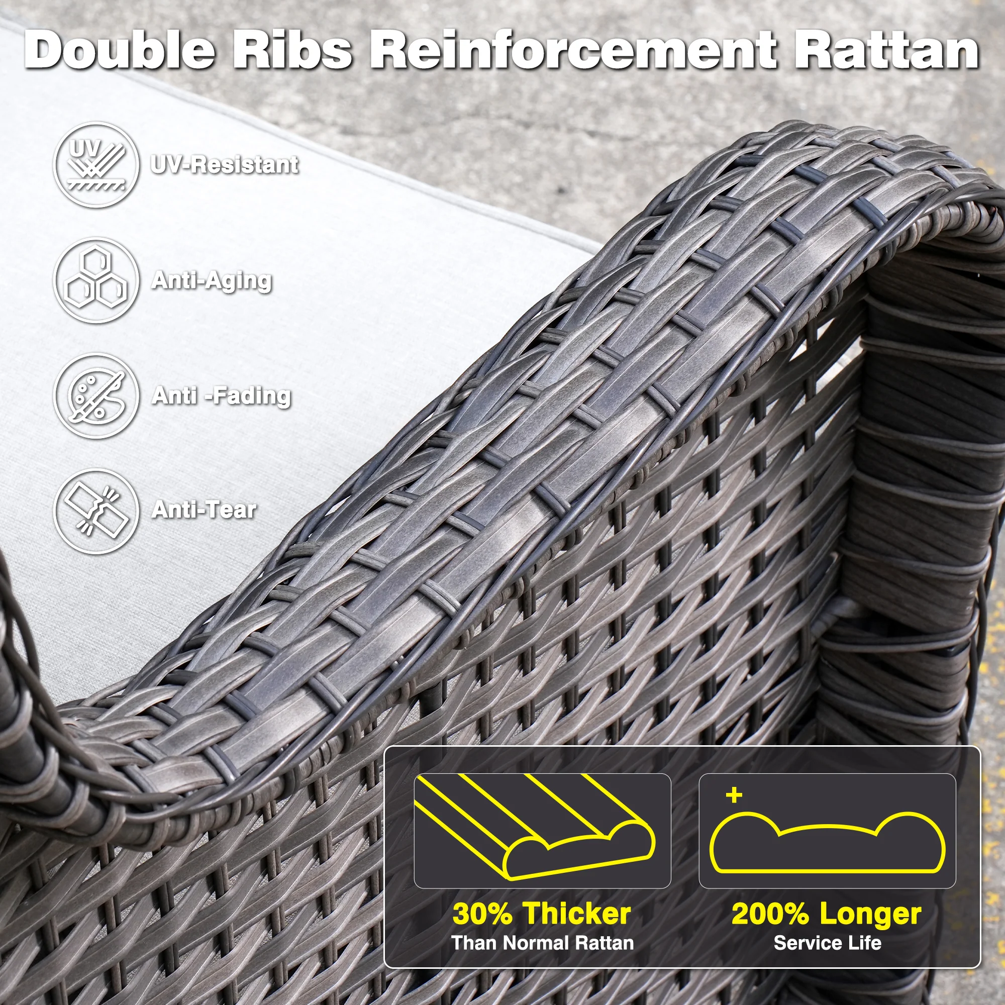 Ovios Outdoor Furniture 7-Piece with 42'' Fire Pit Table and Kenard 2 Rocking Chairs