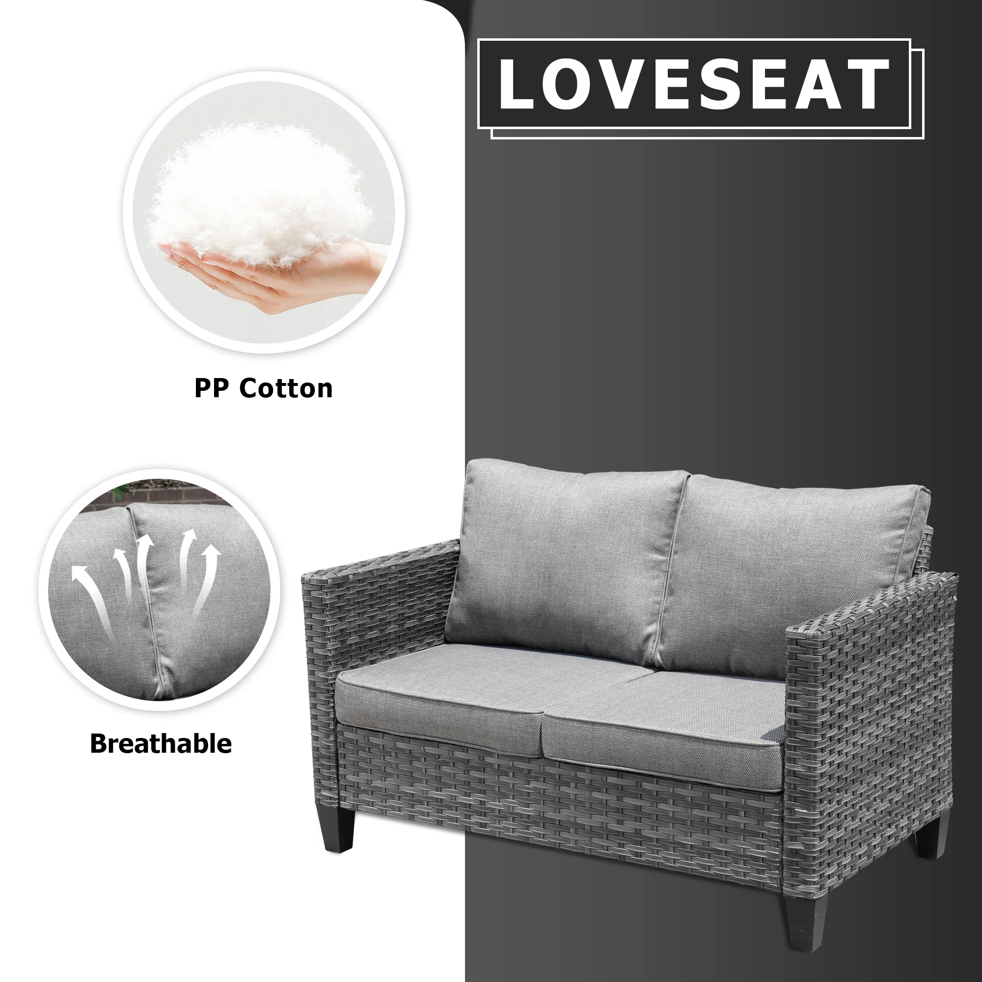 Ovios Outdoor Loveseat New Vultros High BackShape Armrest