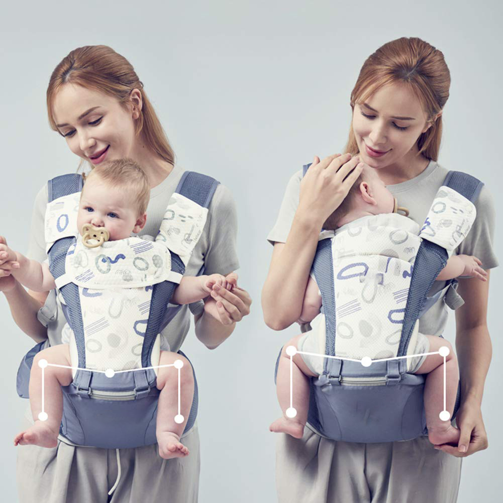 Baby Carrier Newborn to Toddler Baby Hip Carrier with Head Hood,Waist Extender & 3 Pieces Teething Pads (Grey)