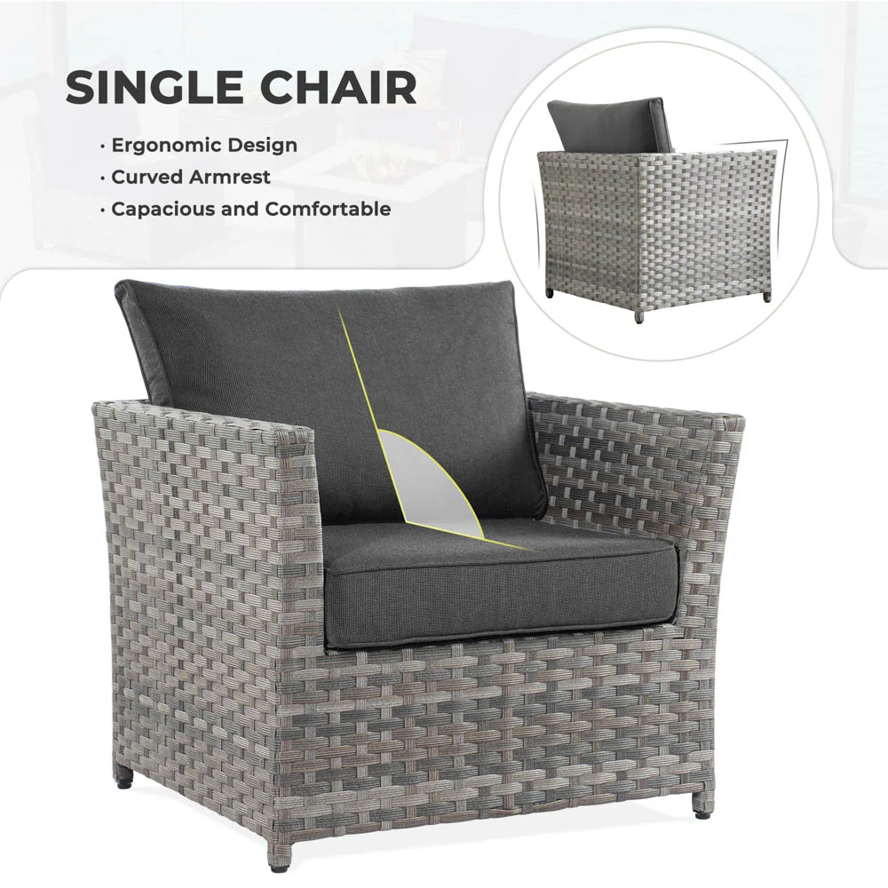 Ovios New Rimaru Series Patio Furniture Set 15-Piece include Swivel Chairs and 42