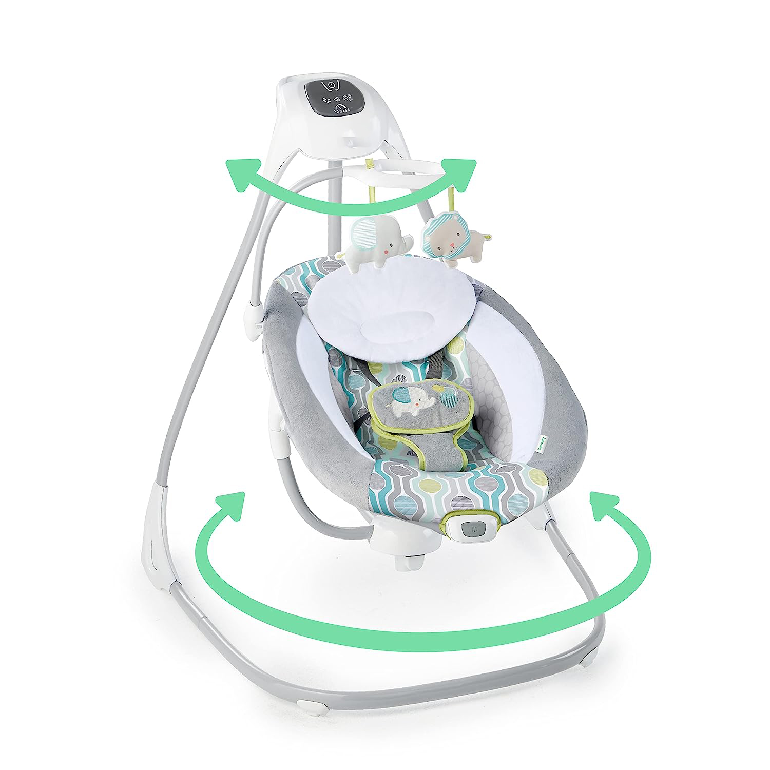 Lightweight Compact 6-Speed Multi-Direction Baby Swing, Vibrations & Nature Sounds, 0-9 Months 6-20 lbs (Pink Cassidy)
