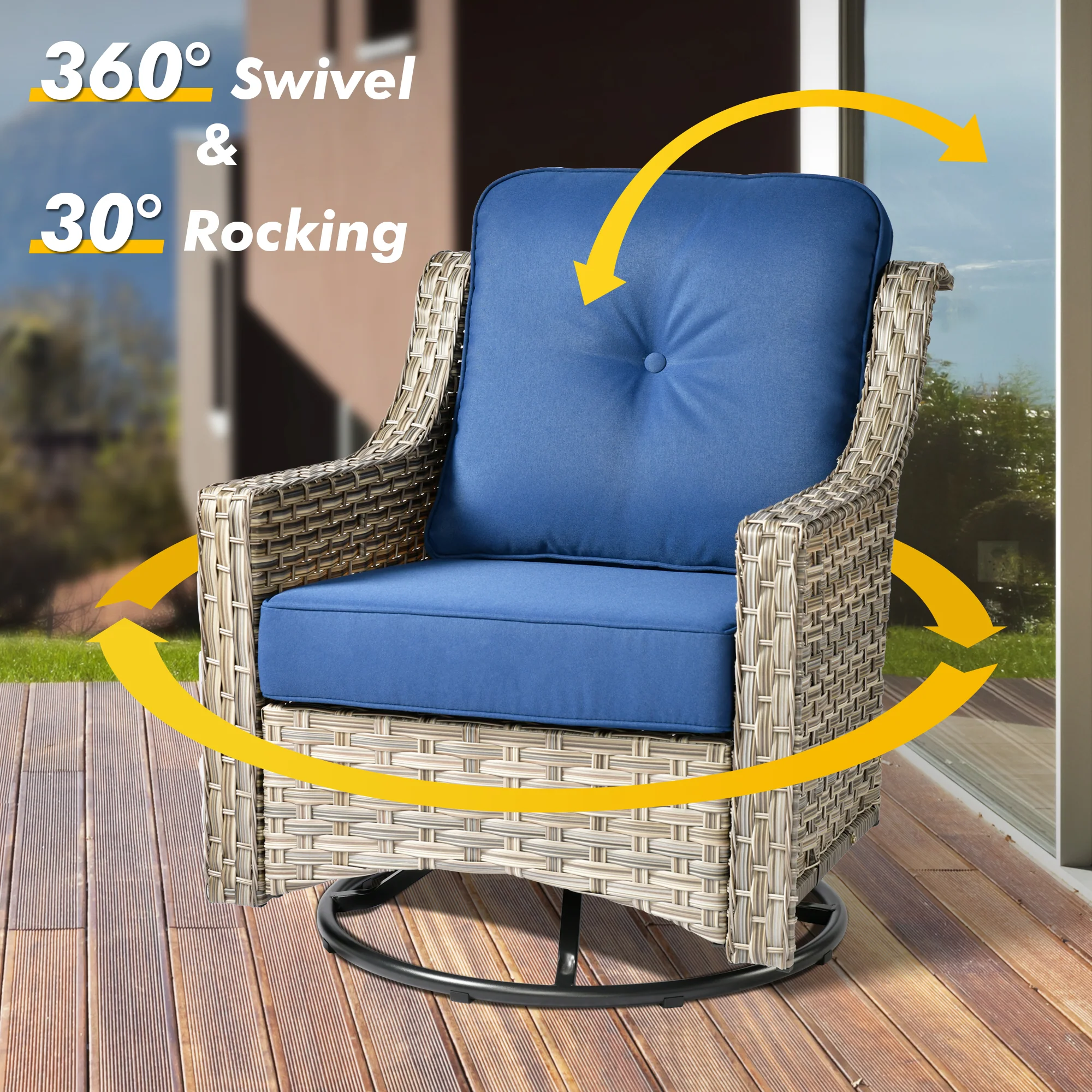 Ovios Conversation Set 5-Piece PAD Series include Rocking Chair & 47