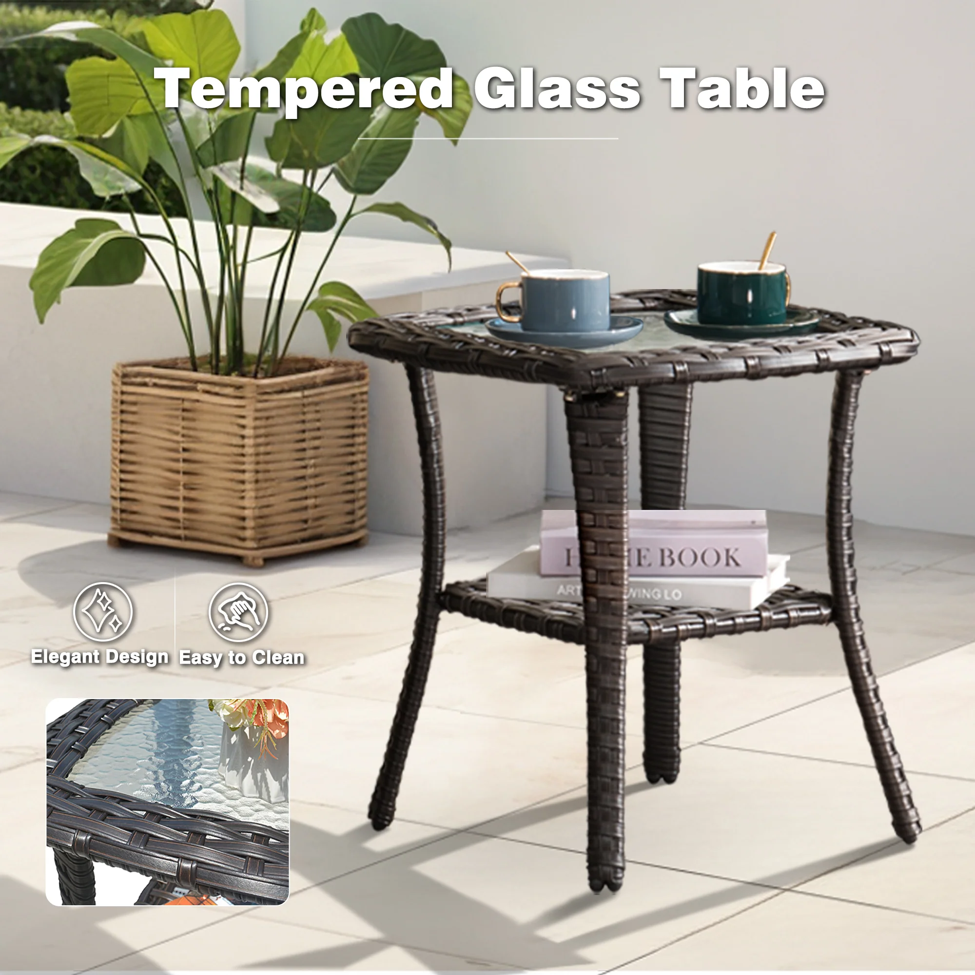 Ovios Outdoor Furniture 7-Piece with 42'' Fire Pit Table and Kenard 2 Rocking Chairs