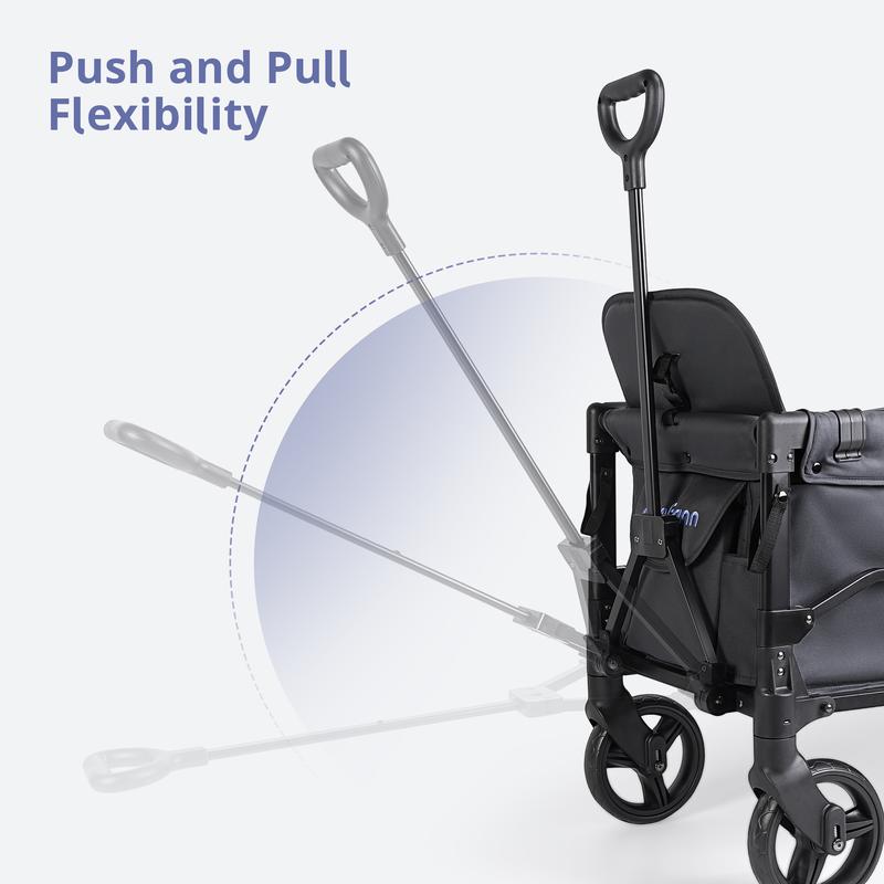 Baby Stroller Wagon, All-Terrain 2 Seaters BabyWagon with Canopy, Parent Organizer, AdjustableHandle & Pull Bar for Infants and Toddlers
