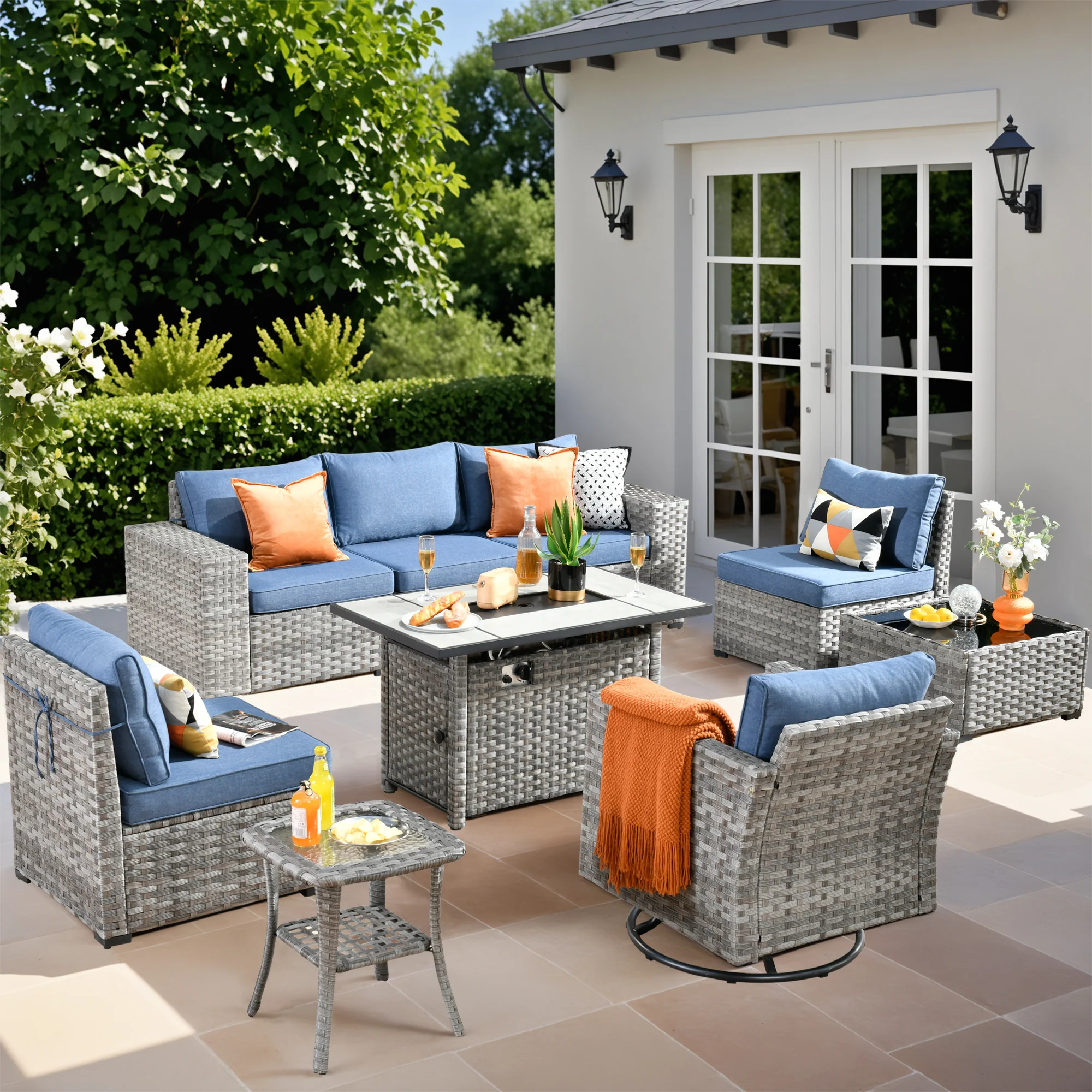 Ovios 9-Piece Outdoor Furniture Set with 7.68'' Wide Armrests