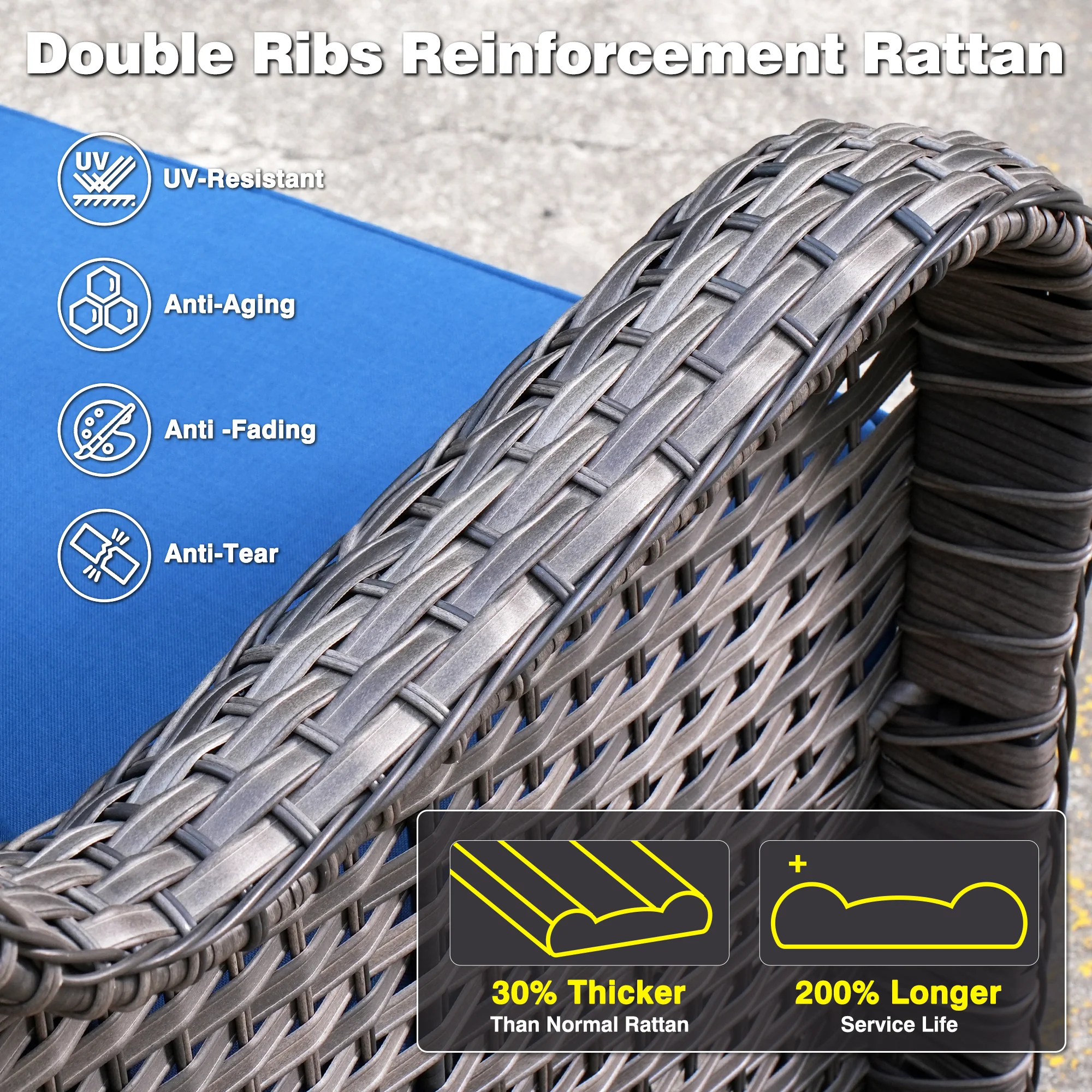 Ovios Patio Furniture Set 3-Piece with Swivel Chairs and Side Table Kenard