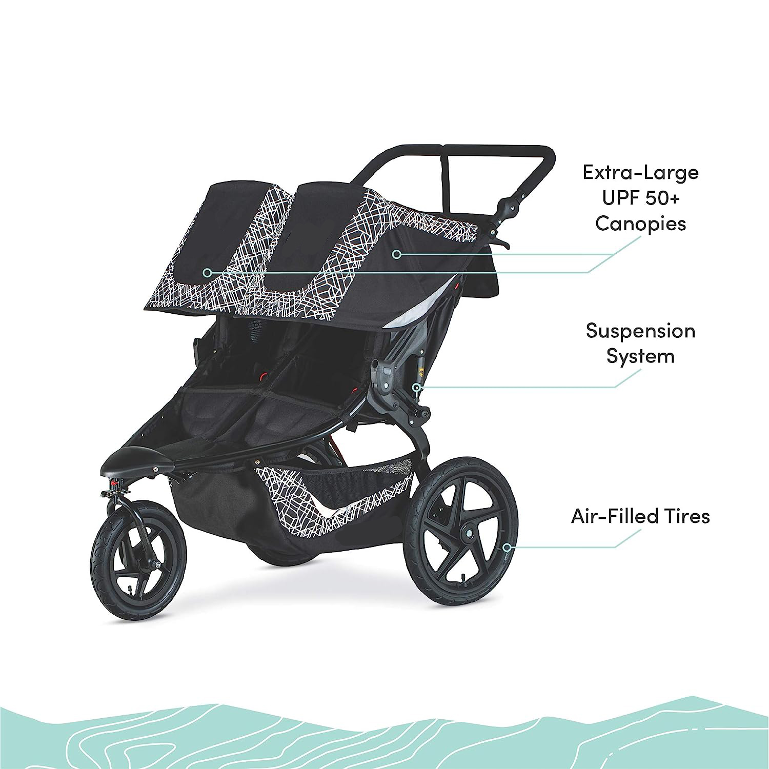 Gear Revolution Flex 3.0 Jogging Stroller, Lunar - Ultra-Reflective Accents