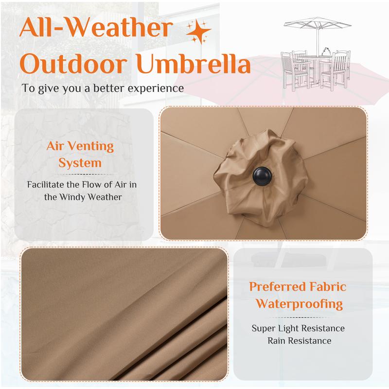 9.8ft Offset Patio Cantilever Parasol Outdoor Sunshade with Easily Adjustable Tilt, 8 Ribs, UV Protection for Backyard, Lawn and Pool