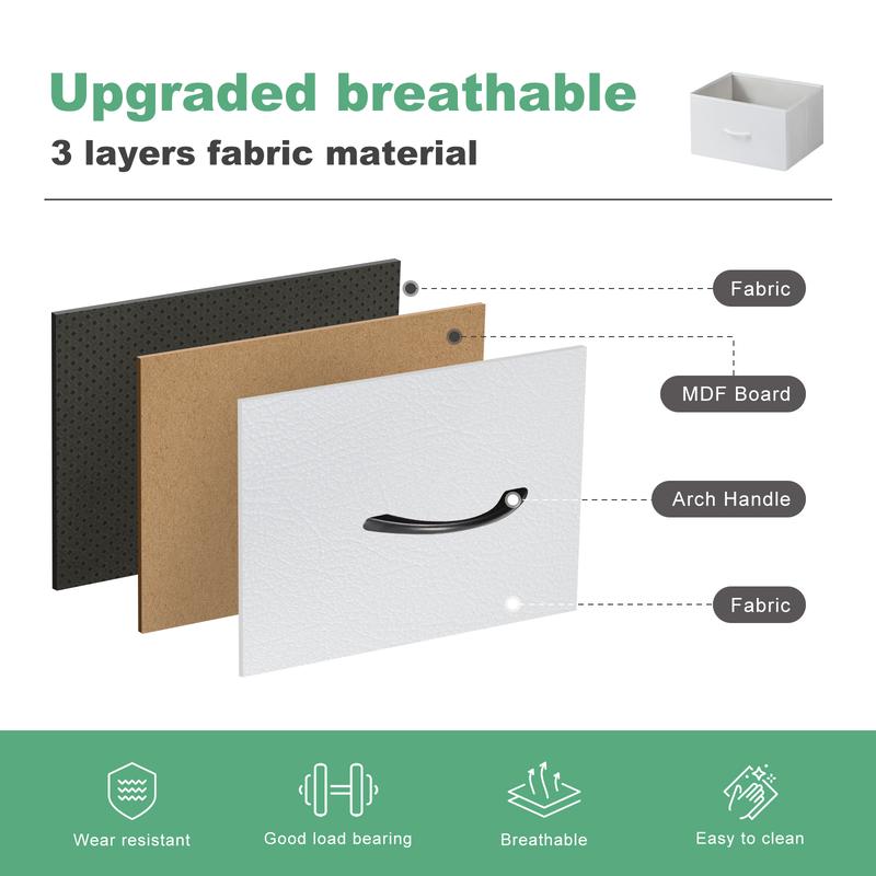 Fabric Storage Tower with 9 Drawers, Bedroom Drawer Dresser Organizer, Chest of Drawers with Fabric Bins, Steel Frame and Wood Top