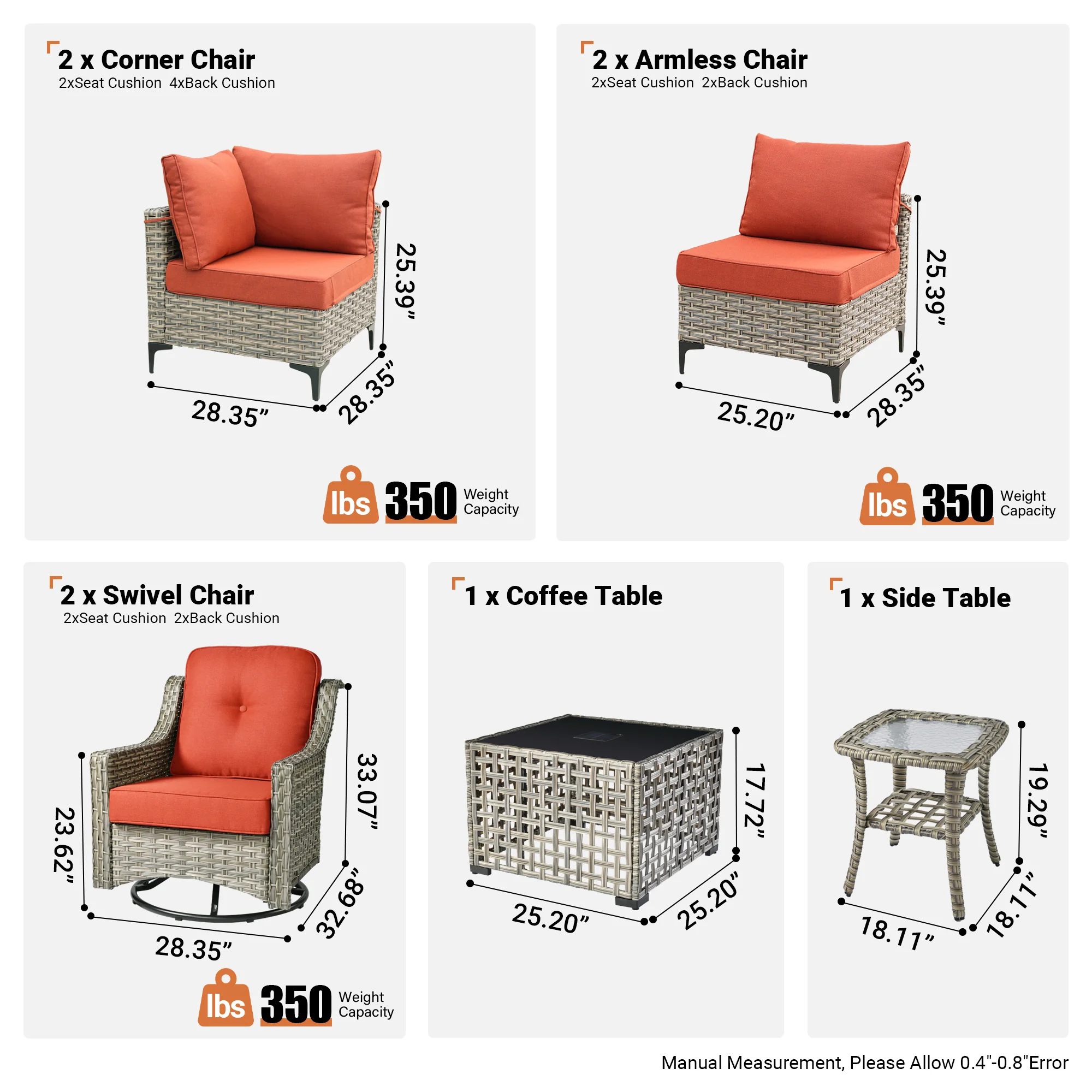 SKT Series - Sectional Outdoor Furniture Set 8-Piece