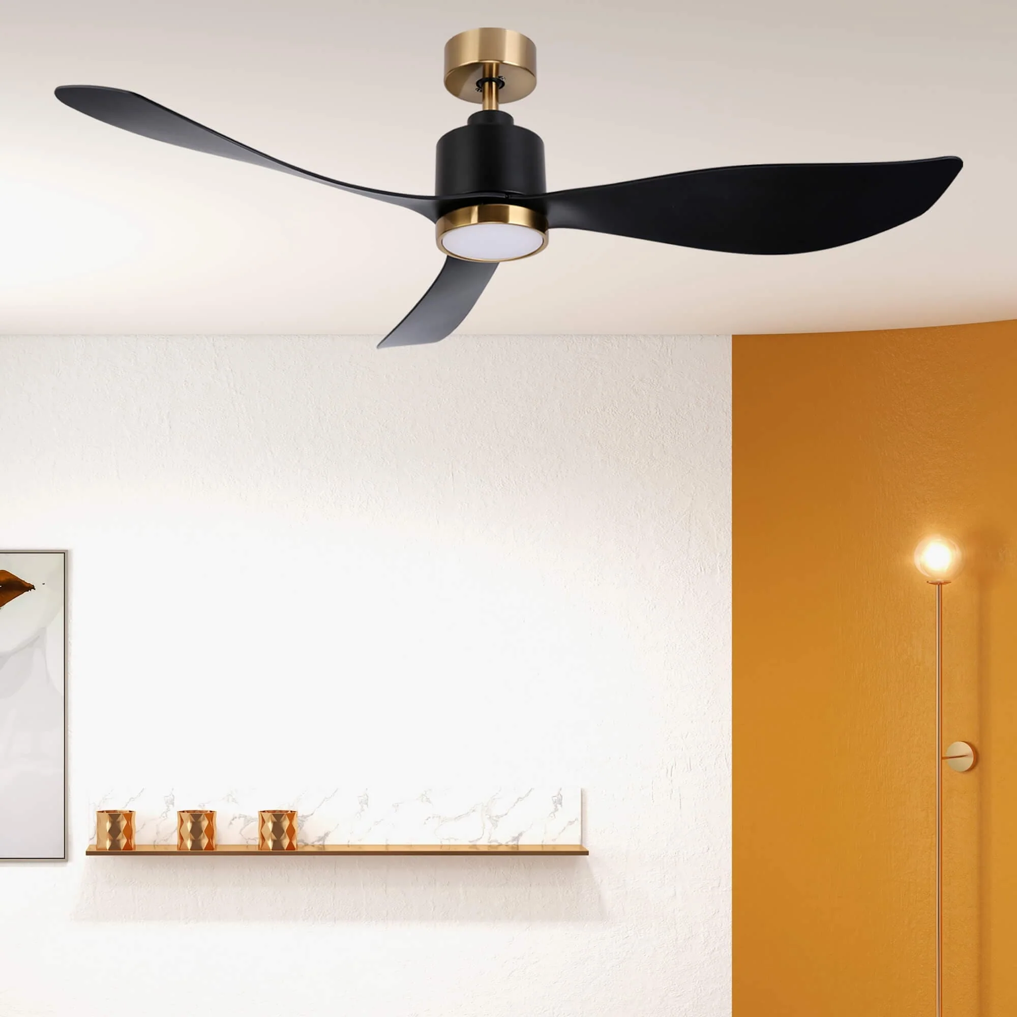 Ovios 52'' Ceiling Fan Reversible 3 Blades with Remote Control Lights, DC Motor