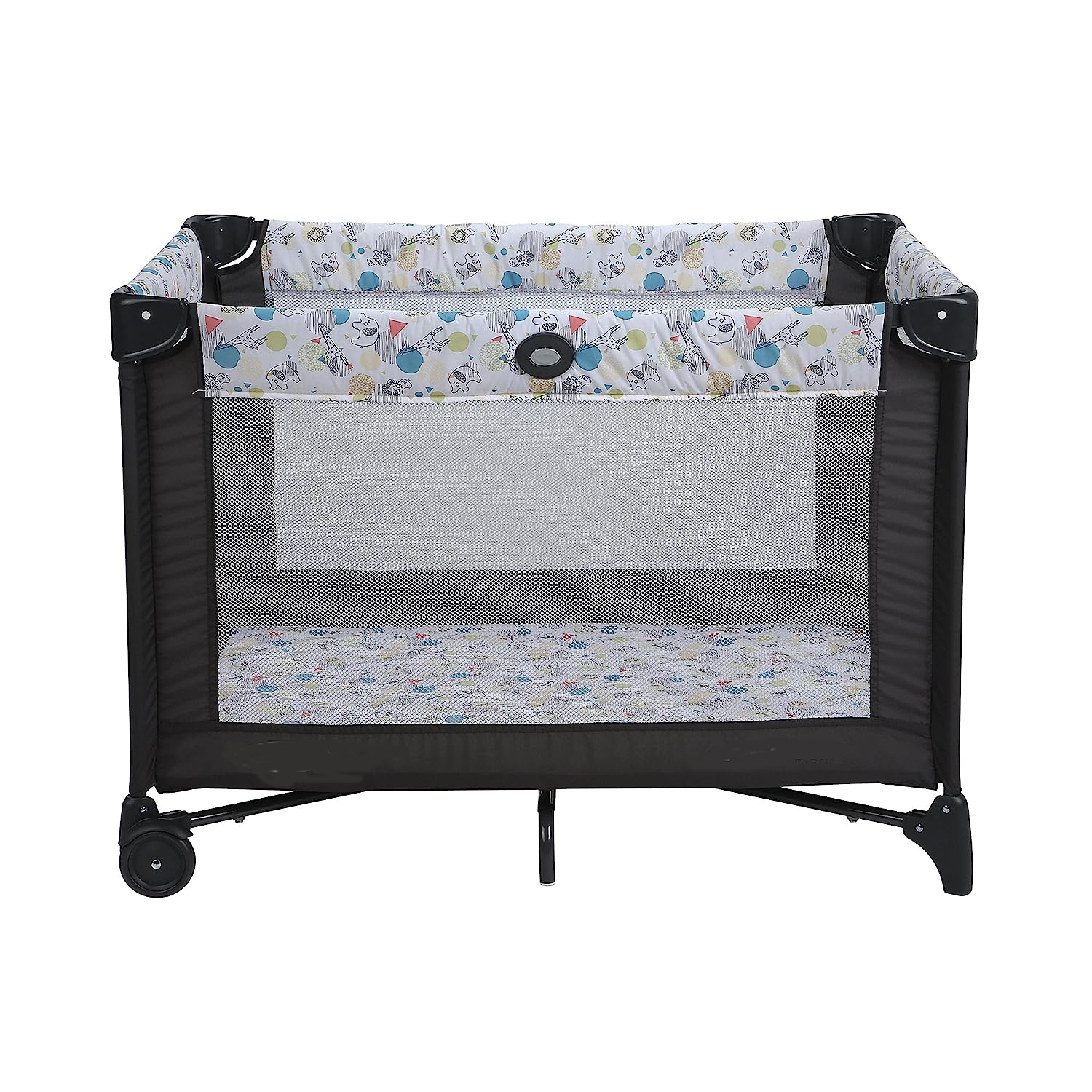 Pack and Play Portable Playard, Push Button Compact Fold, Carnival