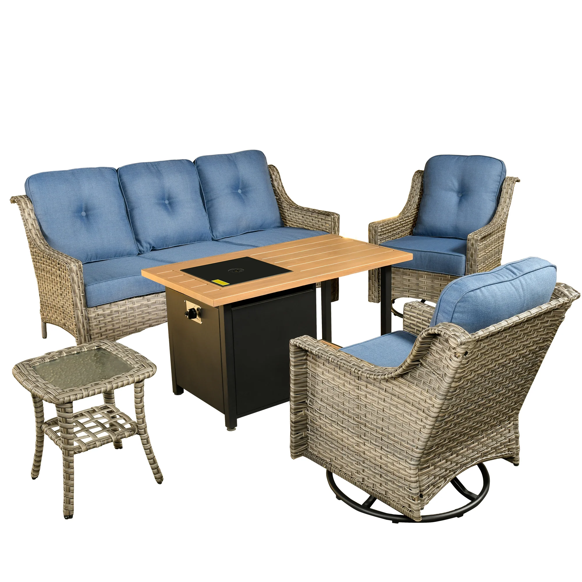 Ovios Conversation Set 5-Piece PAD Series include Rocking Chair & 47