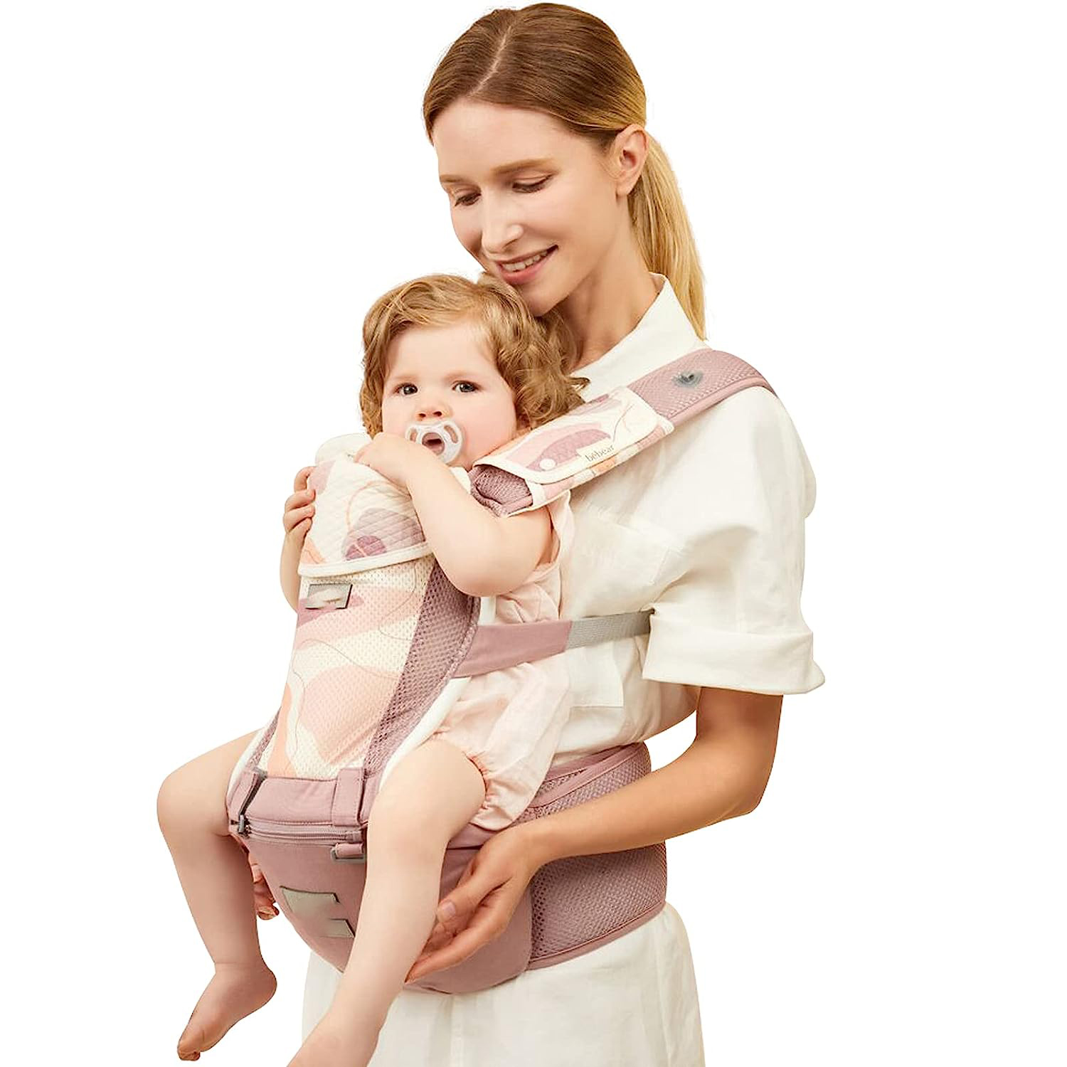 Baby Carrier Newborn to Toddler Baby Hip Carrier with Head Hood,Waist Extender & 3 Pieces Teething Pads (Grey)