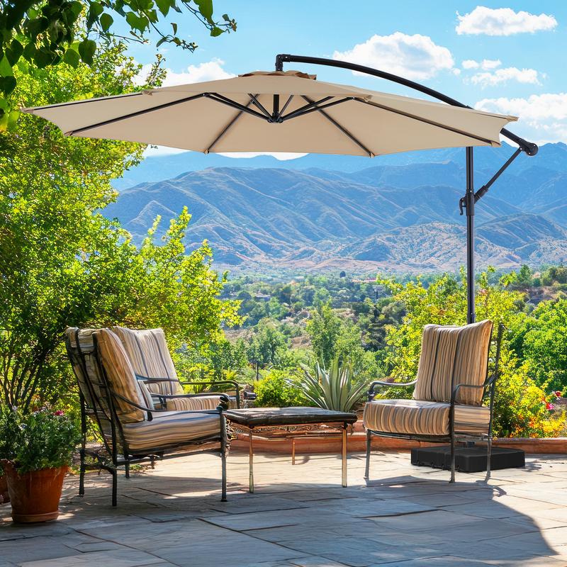 9.8ft Offset Patio Cantilever Parasol Outdoor Sunshade with Easily Adjustable Tilt, 8 Ribs, UV Protection for Backyard, Lawn and Pool