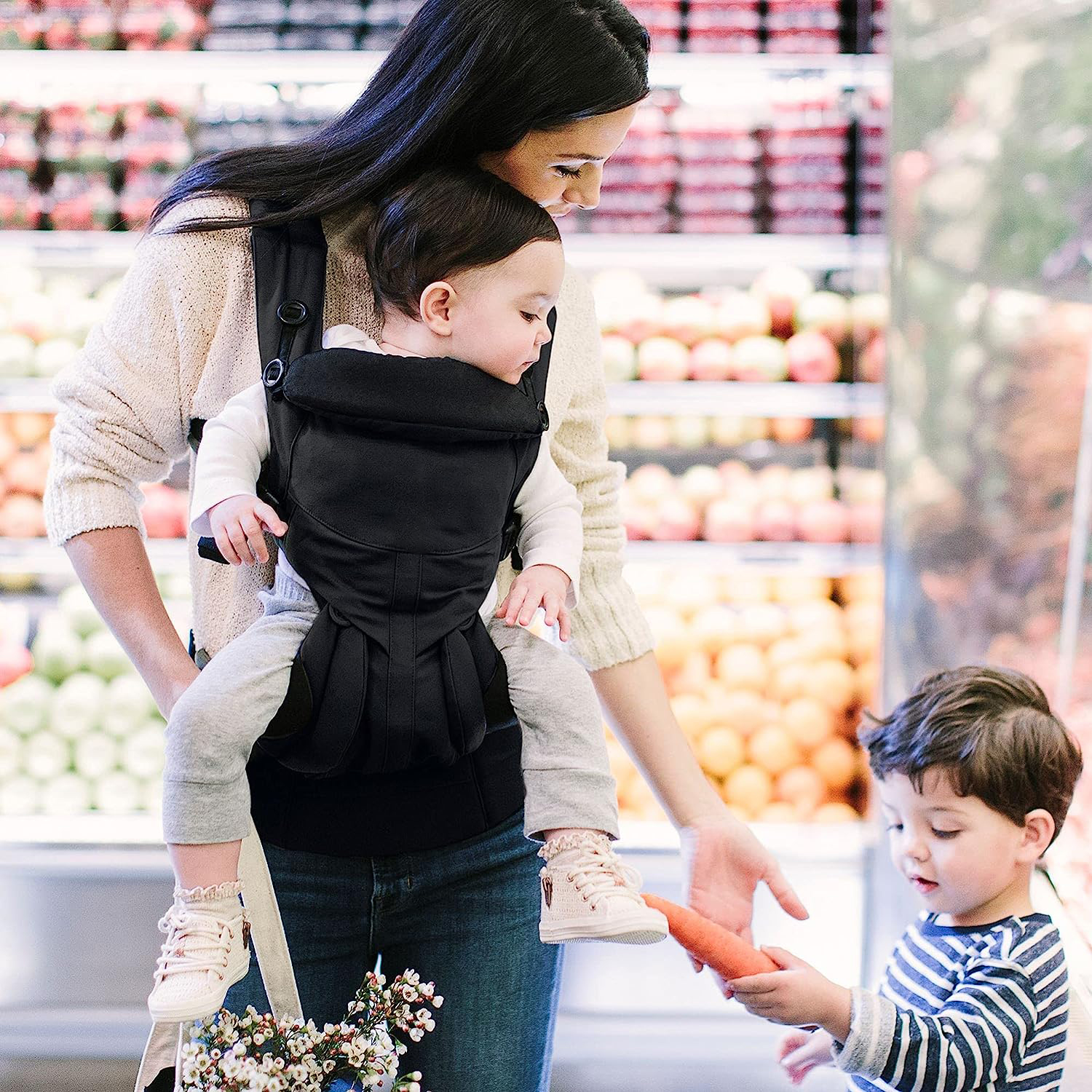 360 All-Position Baby Carrier for Newborn to Toddler with Lumbar Support & Cool Air Mesh (7-45 Lb), Pearl Grey