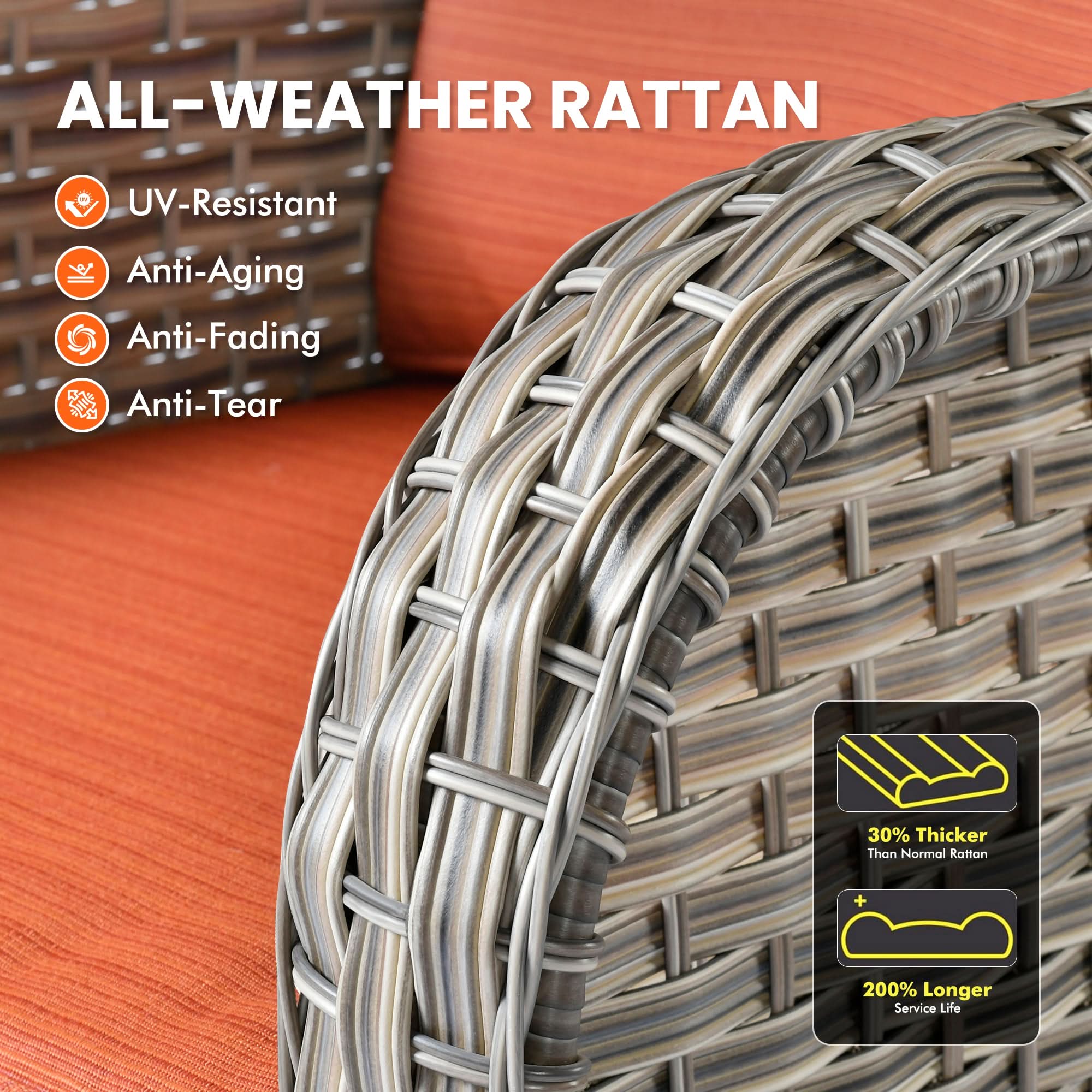 Ovios VNC Series Patio Swivel Chair 3-Piece Set