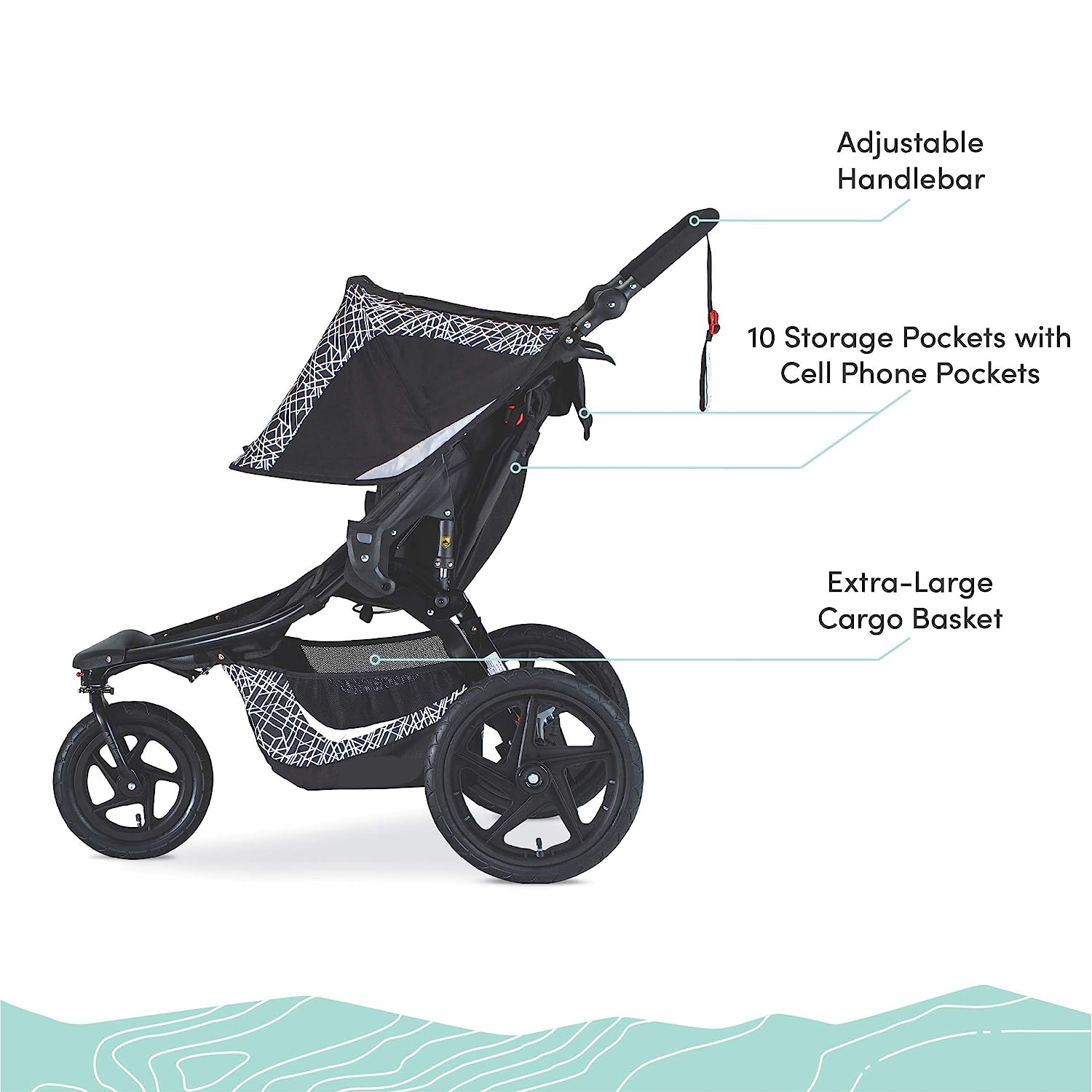 Gear Revolution Flex 3.0 Jogging Stroller, Lunar - Ultra-Reflective Accents