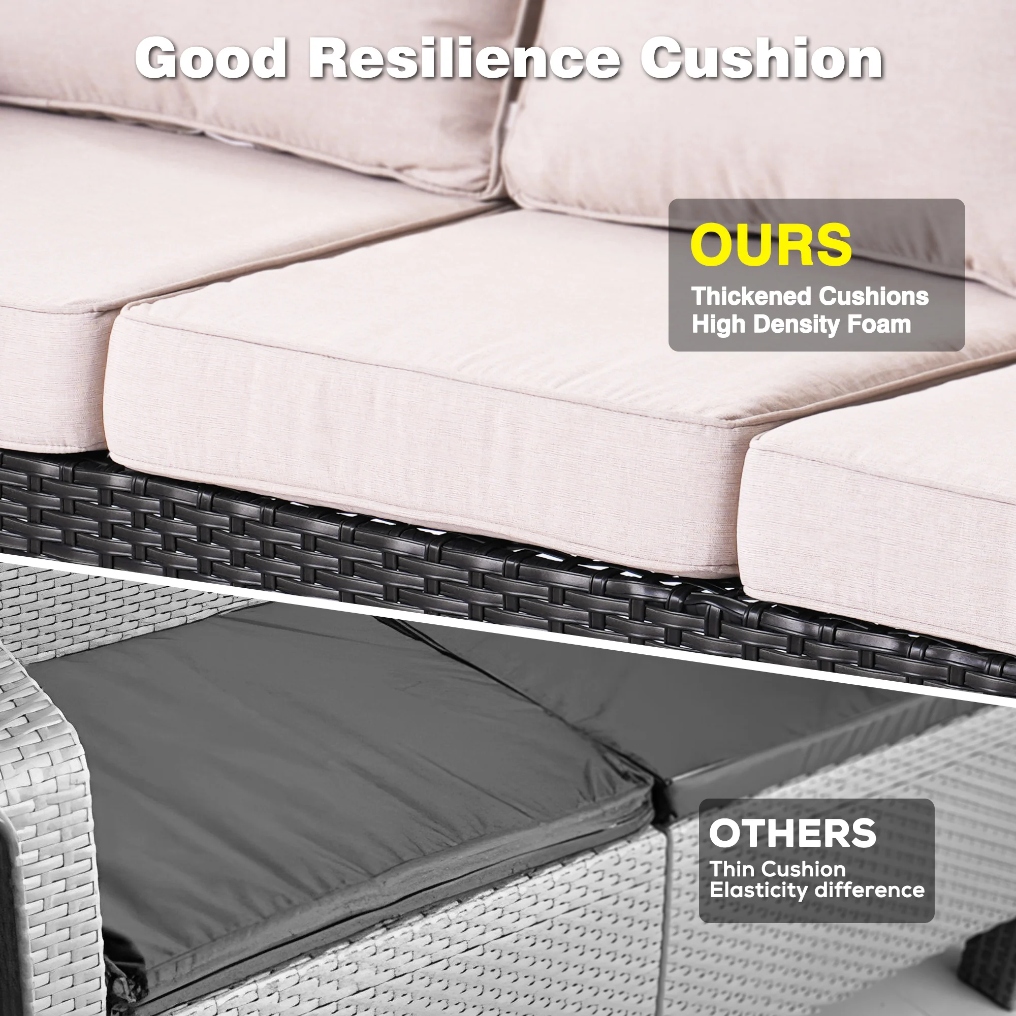 Ovios Outdoor Furniture 7-Piece with 42'' Fire Pit Table and Kenard 2 Rocking Chairs