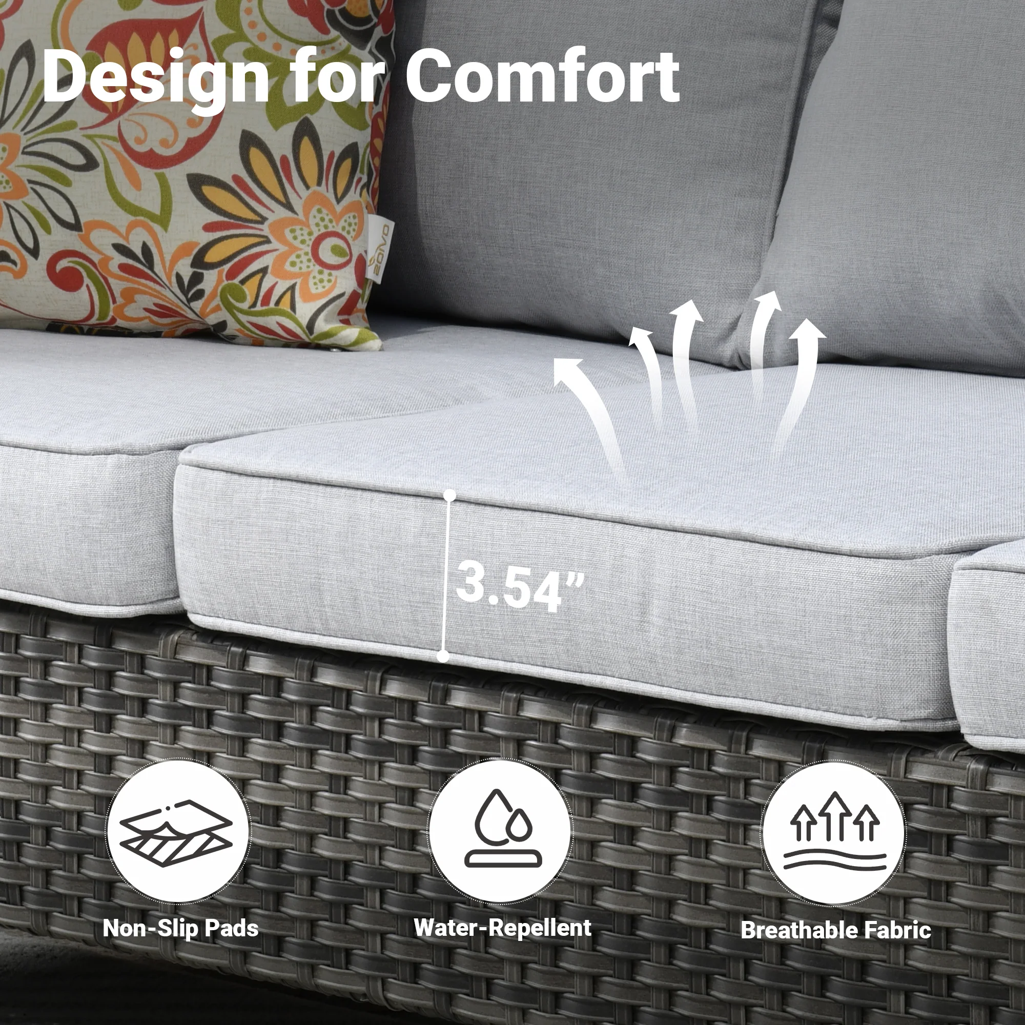 Ovios Patio Vultros 9-Piece Set with 2 Swivel Chairs and 30'' Propane Fire Pit Table