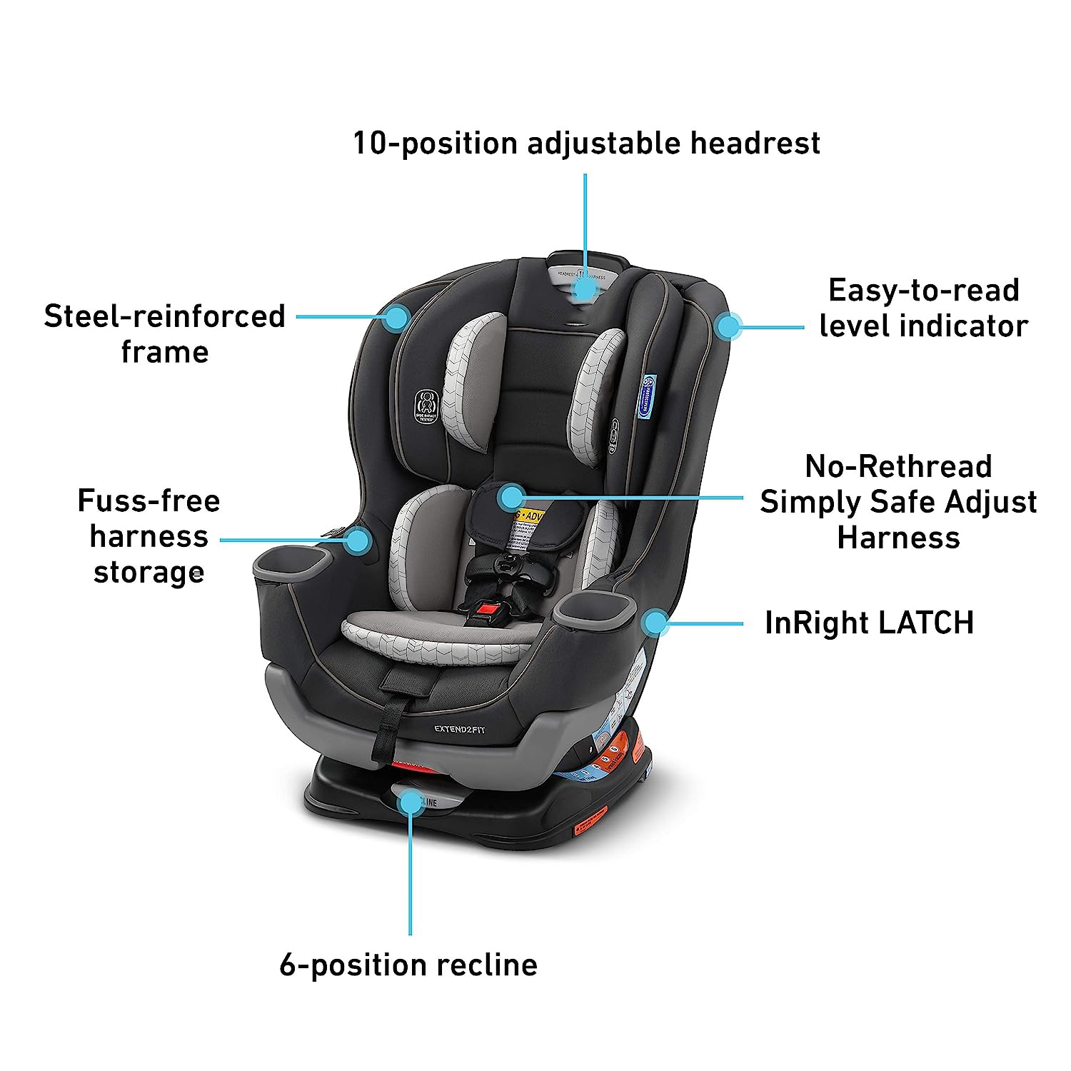 Extend2Fit Convertible Car Seat, Ride Rear Facing Longer with Extend2Fit, Gotham