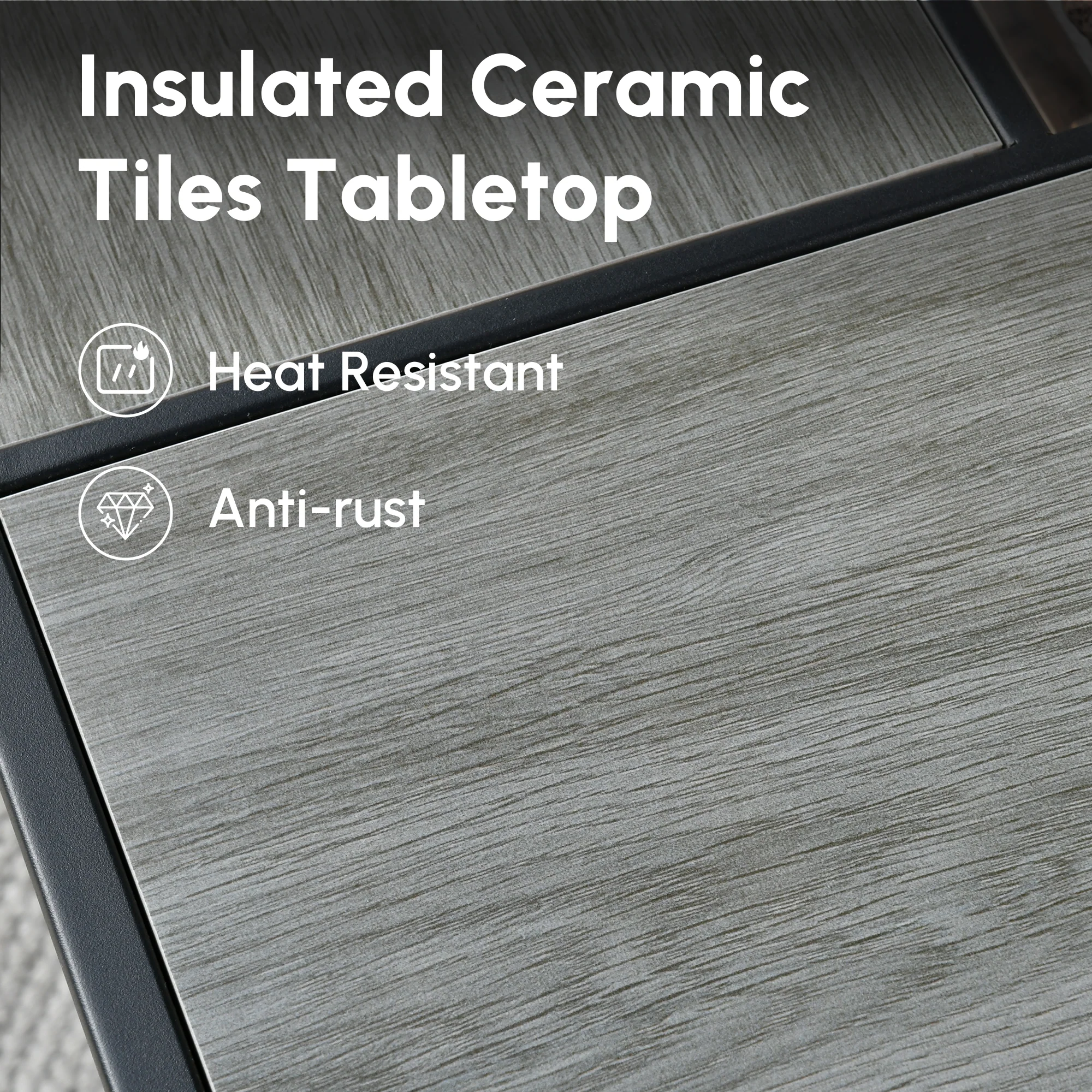 Ovios Rectangle Patio Propane Outdoor 42.12'' Fire Pit Table with Lid