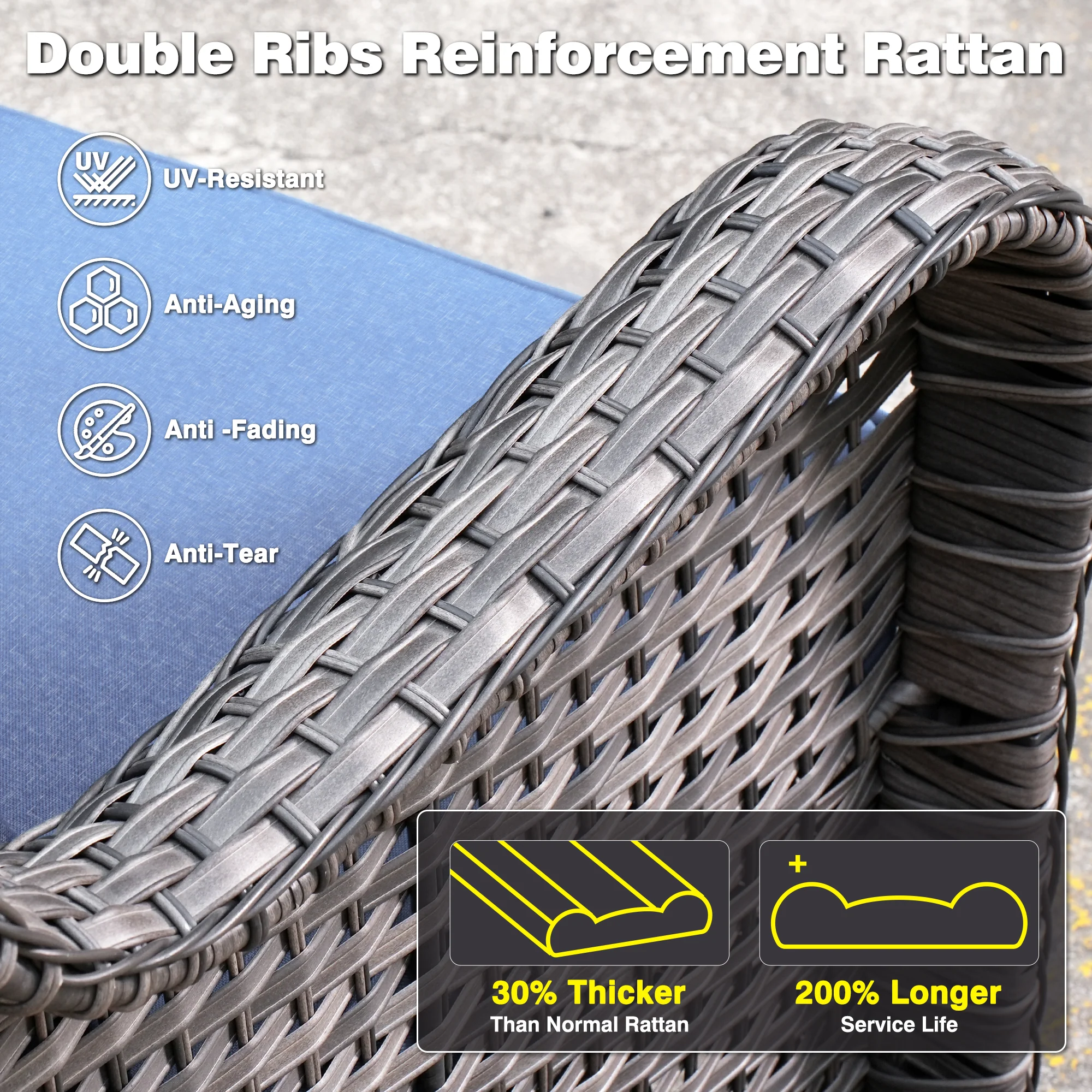 Ovios Outdoor Furniture 7-Piece with 42'' Fire Pit Table and Kenard 2 Rocking Chairs